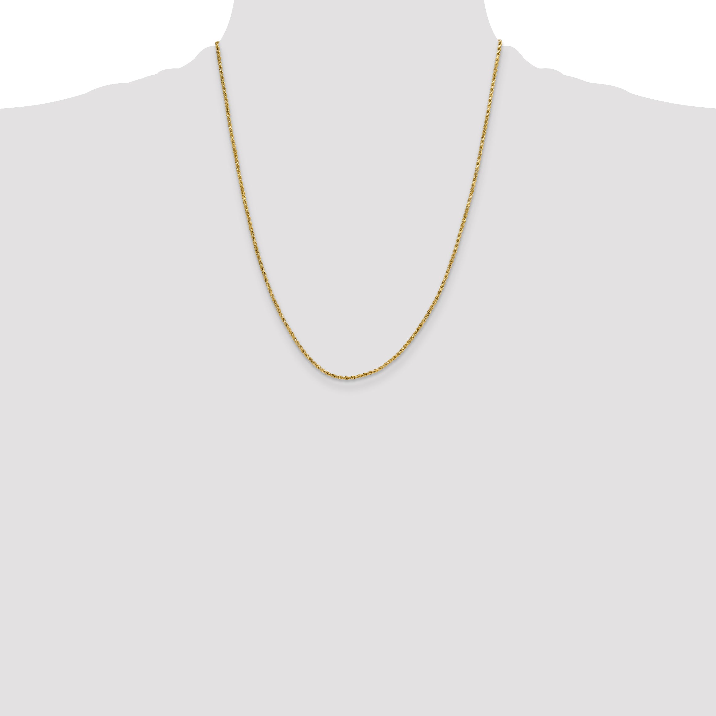 14K 22 inch 2mm Semi Solid Diamond-cut Rope with Lobster Clasp Chain