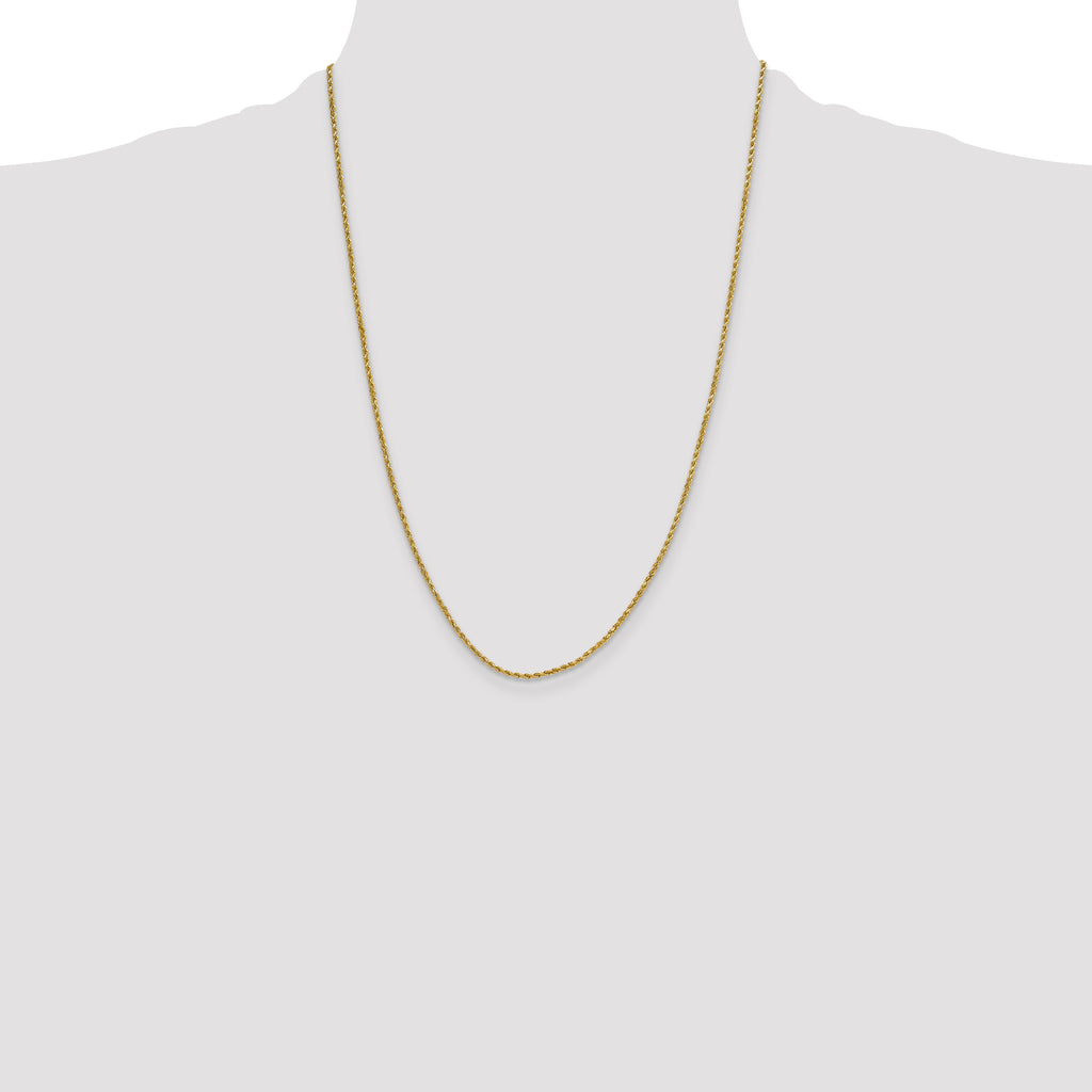 14K 24 inch 2mm Semi Solid Diamond-cut Rope with Lobster Clasp Chain