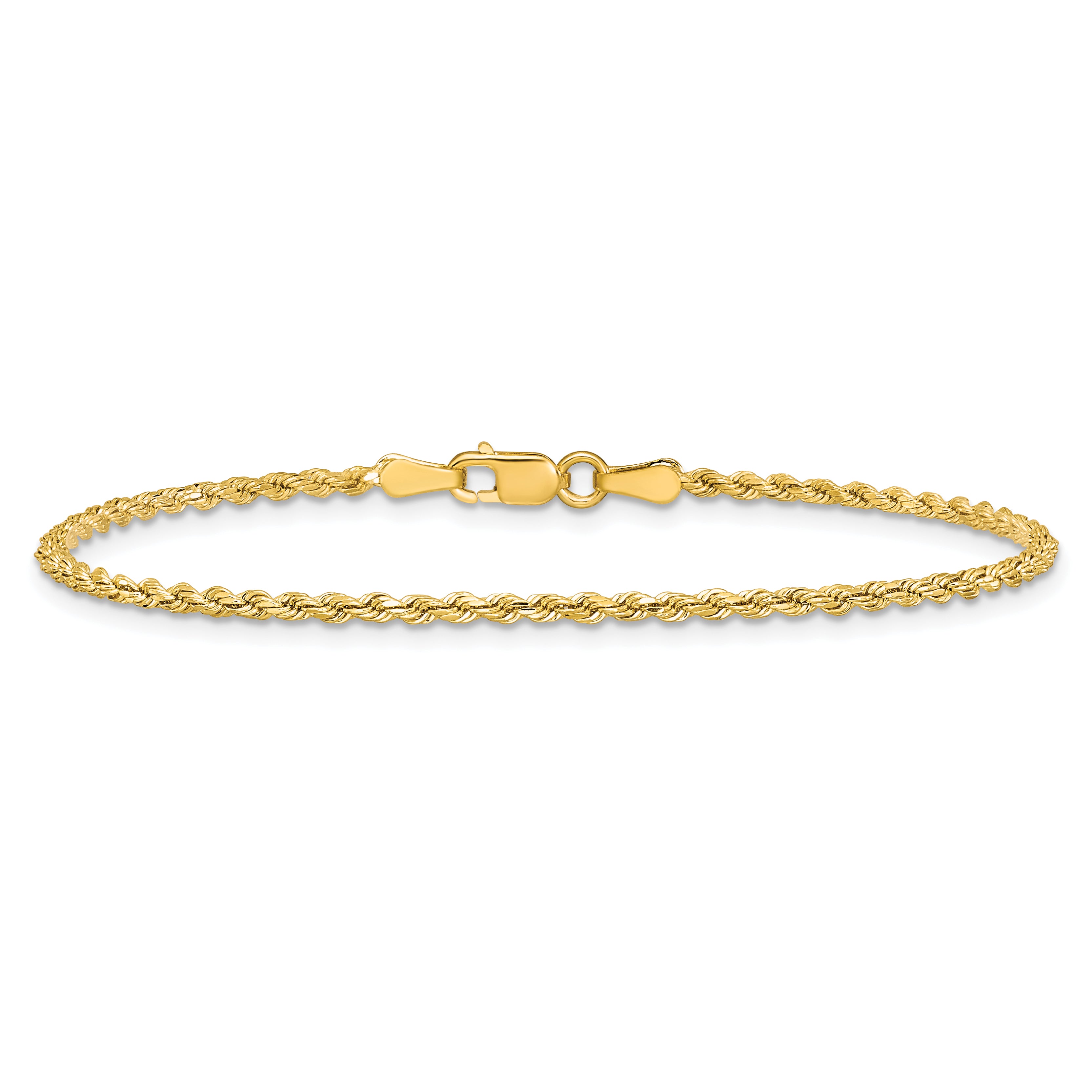 14K 8 inch 2mm Semi Solid Diamond-cut Rope with Lobster Clasp Chain