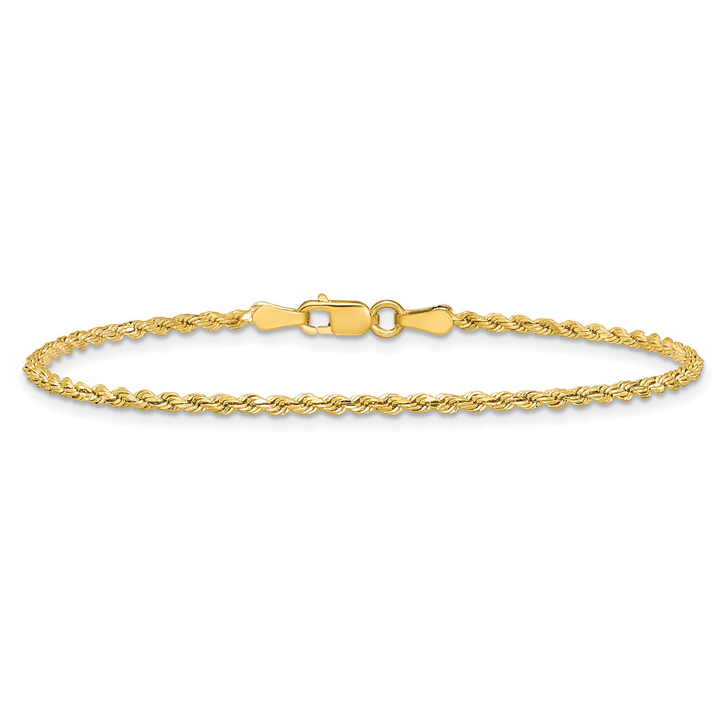 14K 8 inch 2mm Semi Solid Diamond-cut Rope with Lobster Clasp Chain