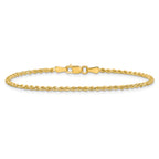14K 8 inch 2mm Semi Solid Diamond-cut Rope with Lobster Clasp Chain