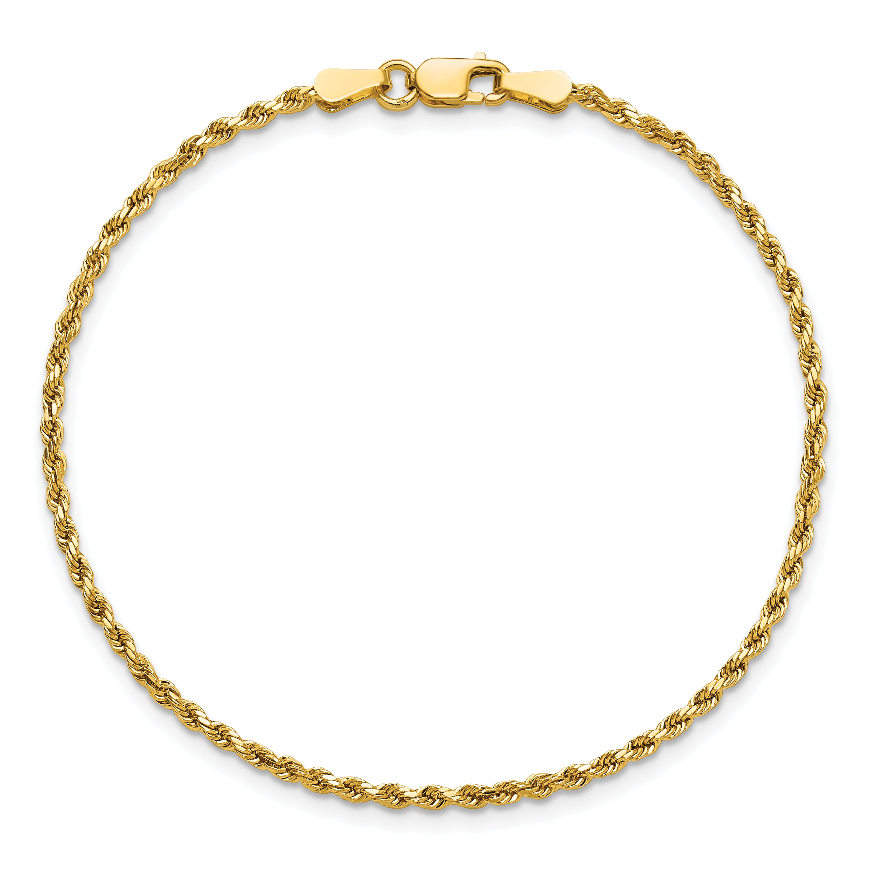 14K 8 inch 2mm Semi Solid Diamond-cut Rope with Lobster Clasp Chain
