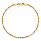 14K 8 inch 2mm Semi Solid Diamond-cut Rope with Lobster Clasp Chain