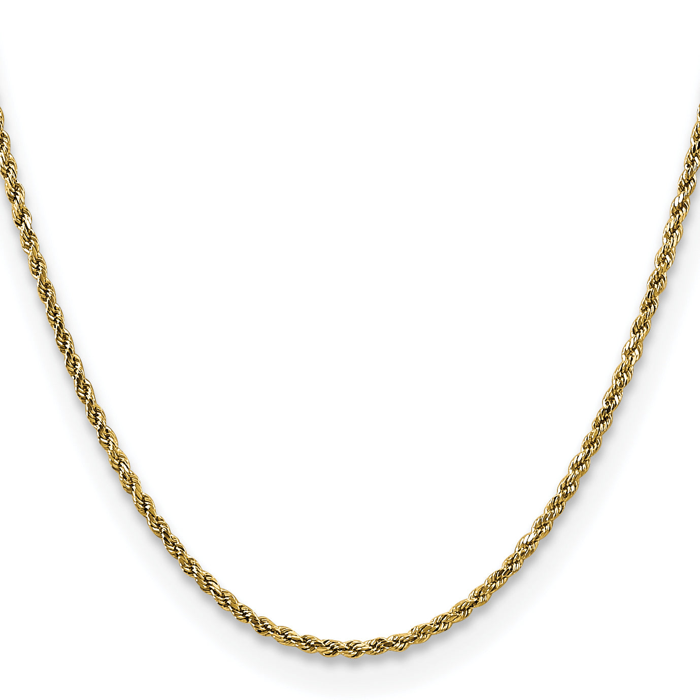 14K 24 inch 2.25mm Semi Solid Diamond-cut Rope with Lobster Clasp Chain