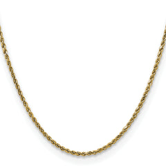 14K 24 inch 2.25mm Semi Solid Diamond-cut Rope with Lobster Clasp Chain