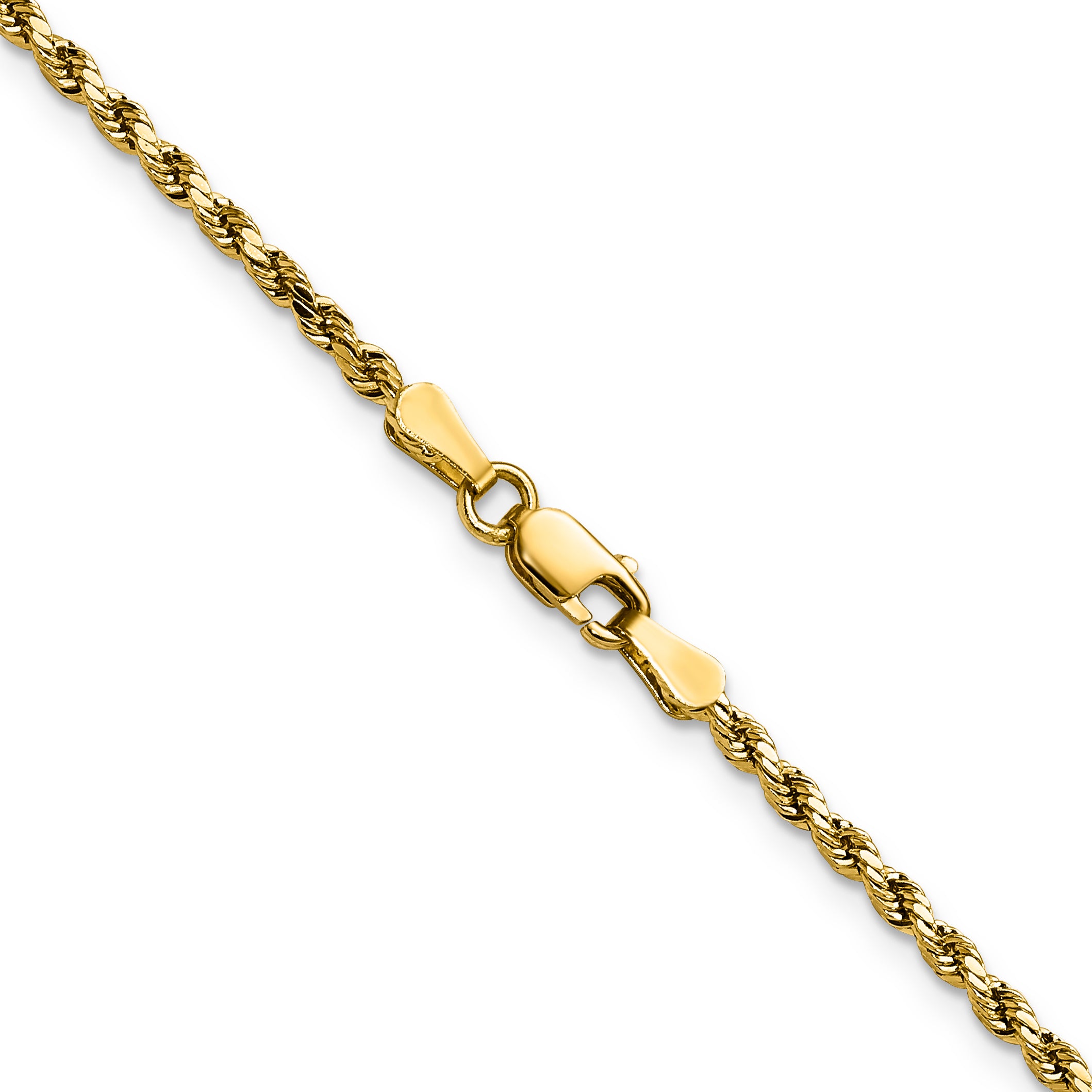 14K 24 inch 2.25mm Semi Solid Diamond-cut Rope with Lobster Clasp Chain