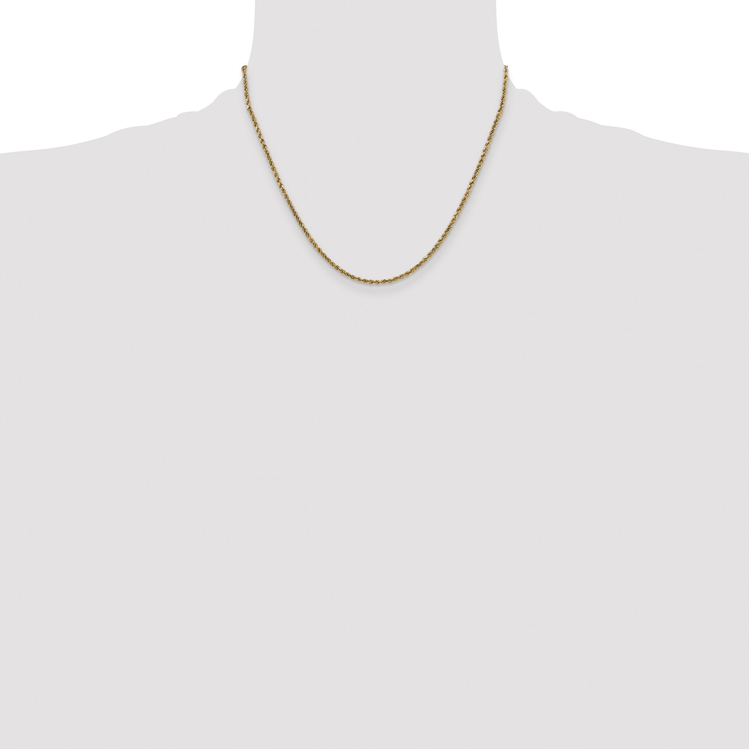 14K 18 inch 2.25mm Semi Solid Diamond-cut Rope with Lobster Clasp Chain