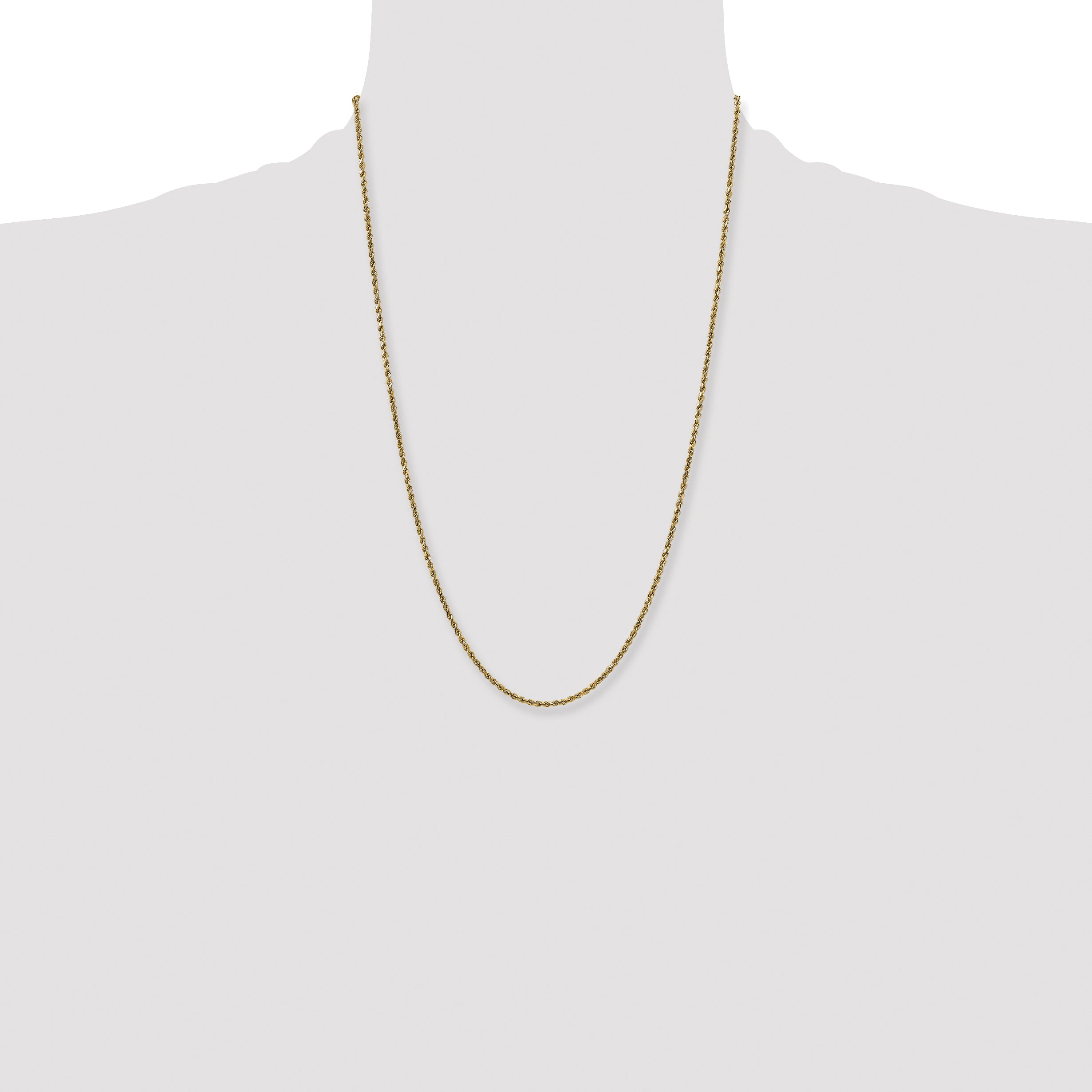 14K 24 inch 2.25mm Semi Solid Diamond-cut Rope with Lobster Clasp Chain