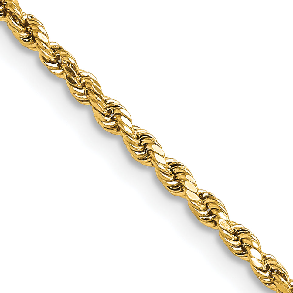 2.25mm 14K Yellow Gold Semi-Solid D/C Rope Chain - Sophia Jewelers