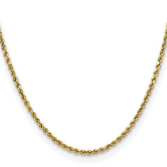 14K 24 inch 2.5mm Semi Solid Diamond-cut Rope with Lobster Clasp Chain
