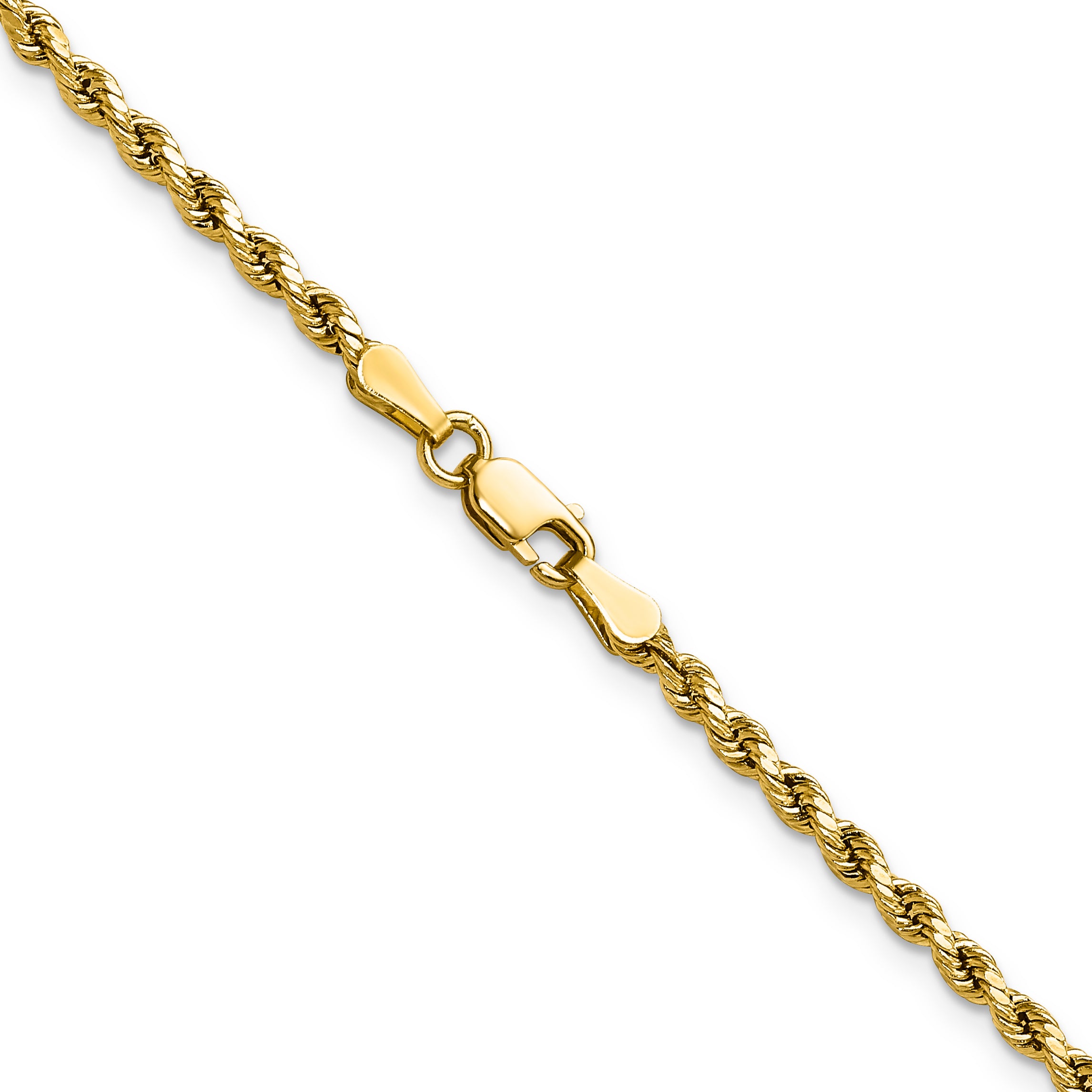 14K 24 inch 2.5mm Semi Solid Diamond-cut Rope with Lobster Clasp Chain