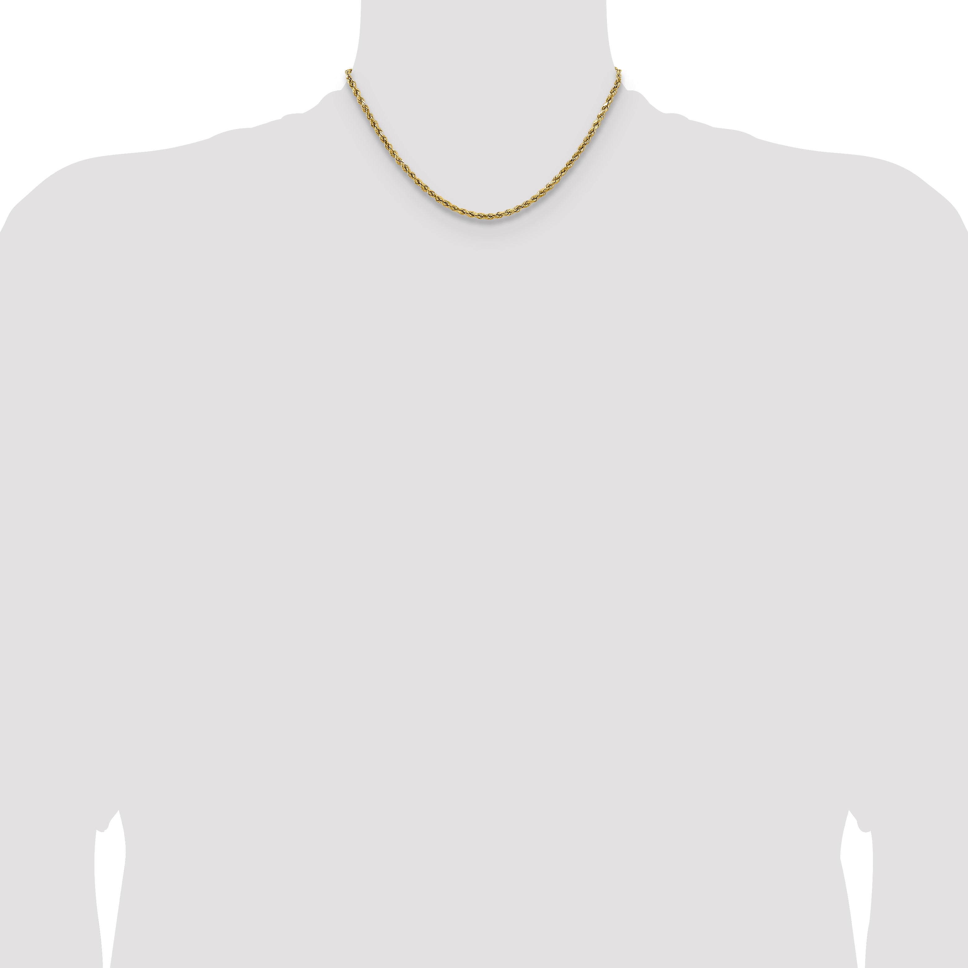 14K 16 inch 2.5mm Semi Solid Diamond-cut Rope with Lobster Clasp Chain