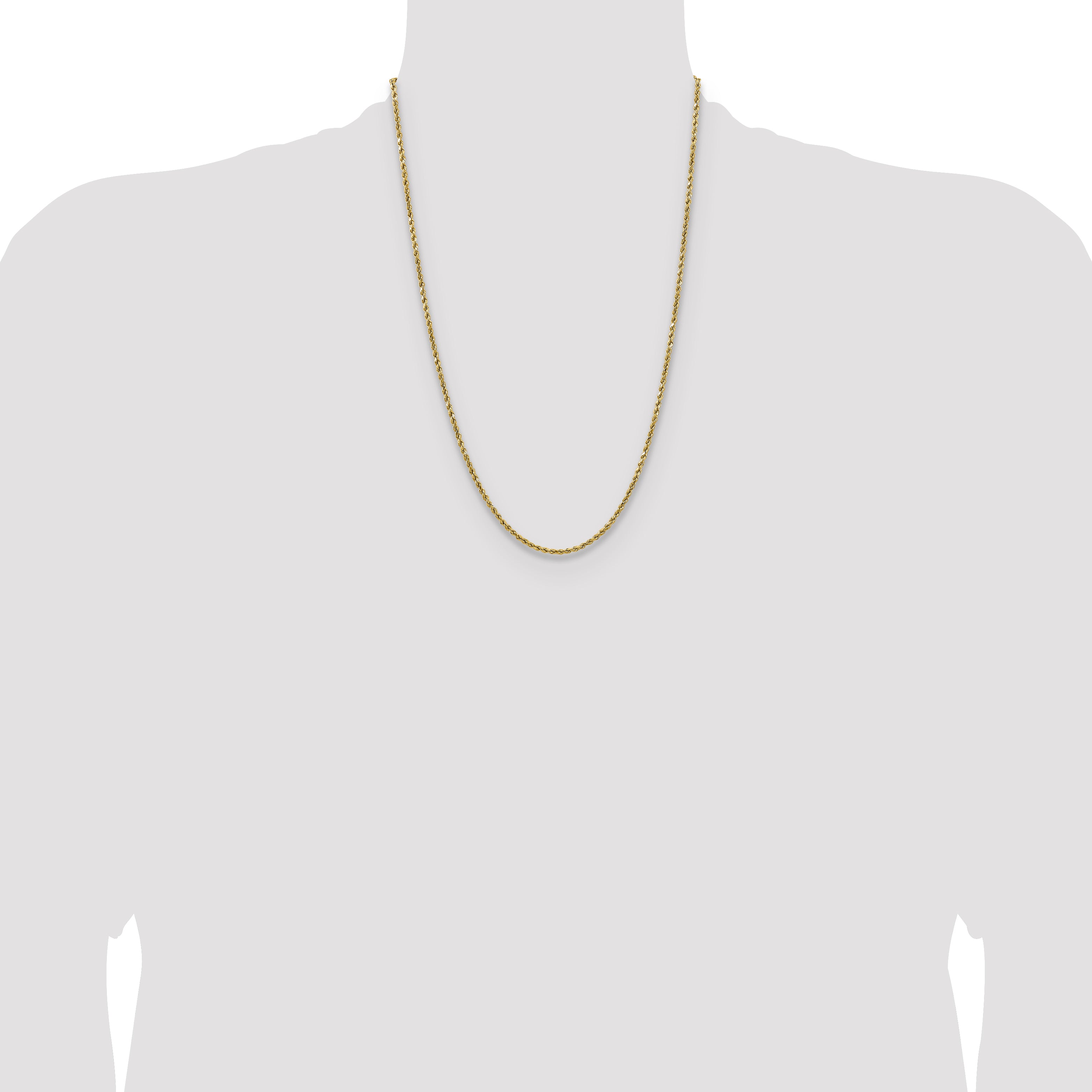 14K 24 inch 2.5mm Semi Solid Diamond-cut Rope with Lobster Clasp Chain