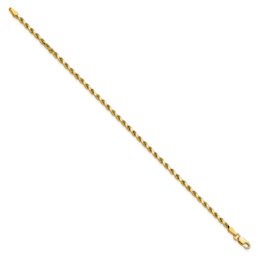 2.5mm 14K Yellow Gold Semi-Solid D/C Rope Chain - Sophia Jewelers