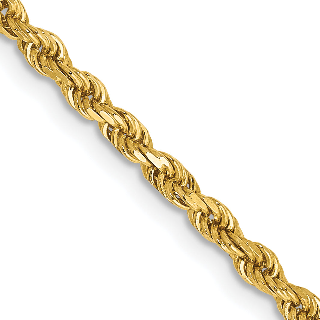 14K 24 inch 2.5mm Semi Solid Diamond-cut Rope with Lobster Clasp Chain