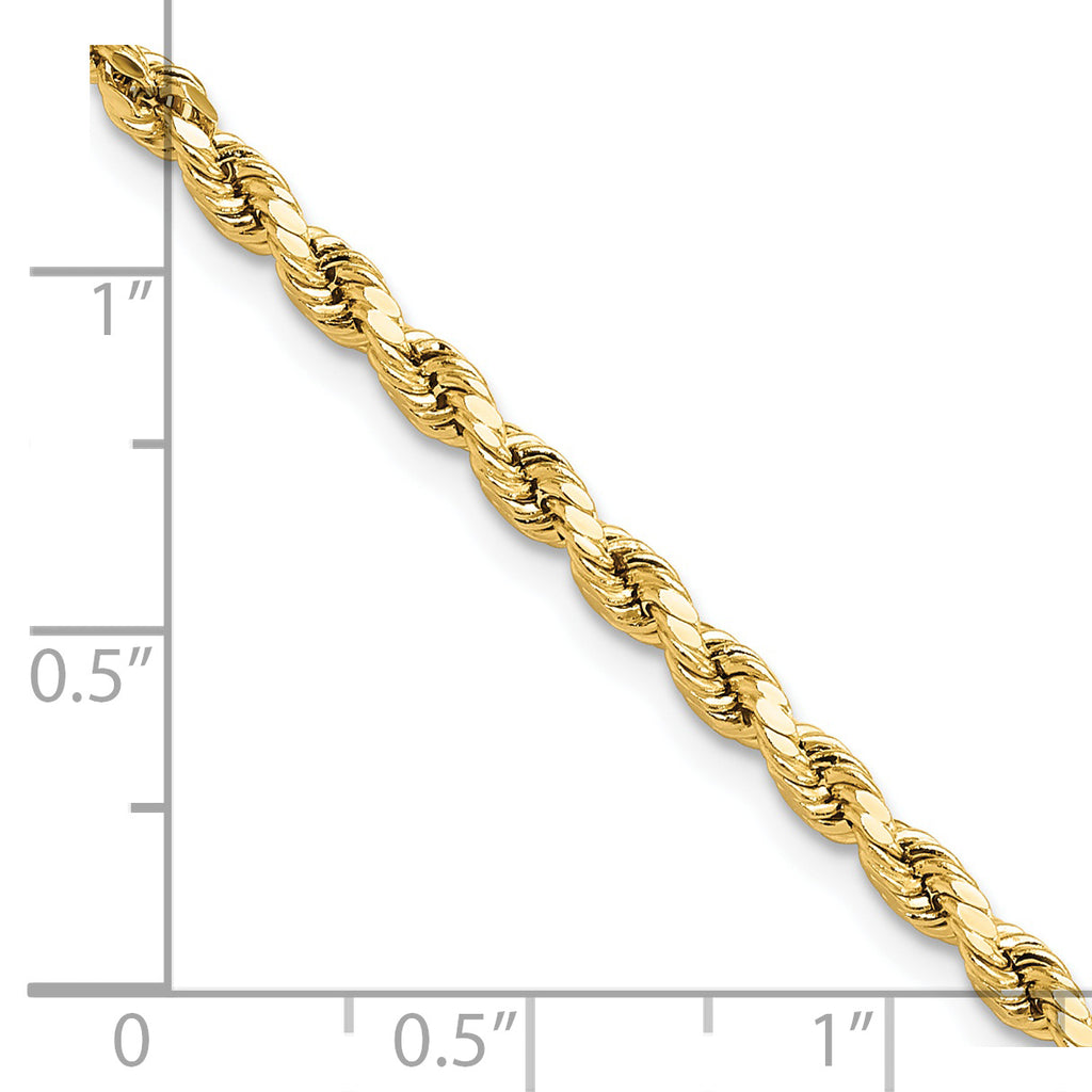 14K Yellow Gold Diamond-Cut Rope Chain Necklace 3mm
