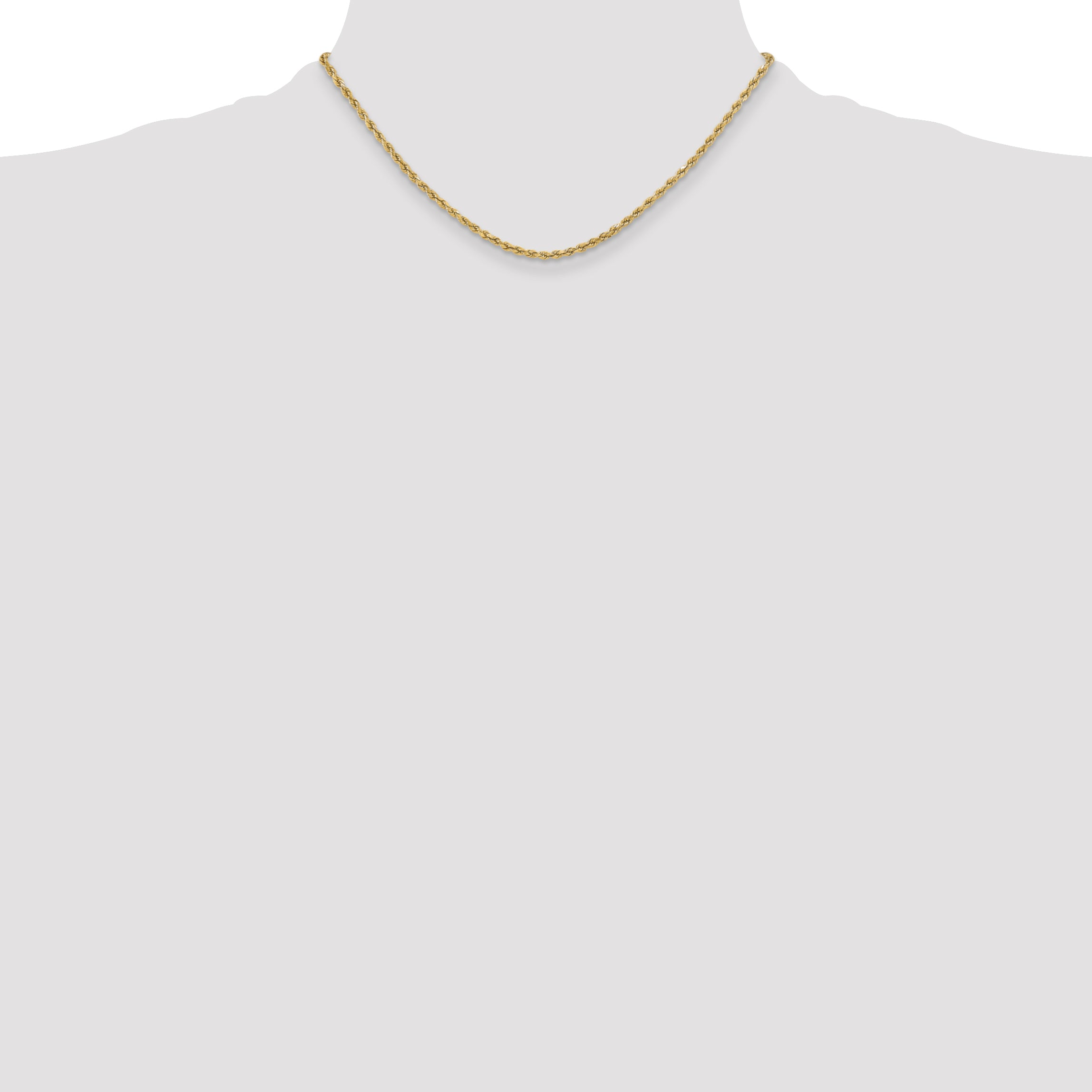 14K 16 inch 3mm Semi Solid Diamond-cut Rope with Lobster Clasp Chain