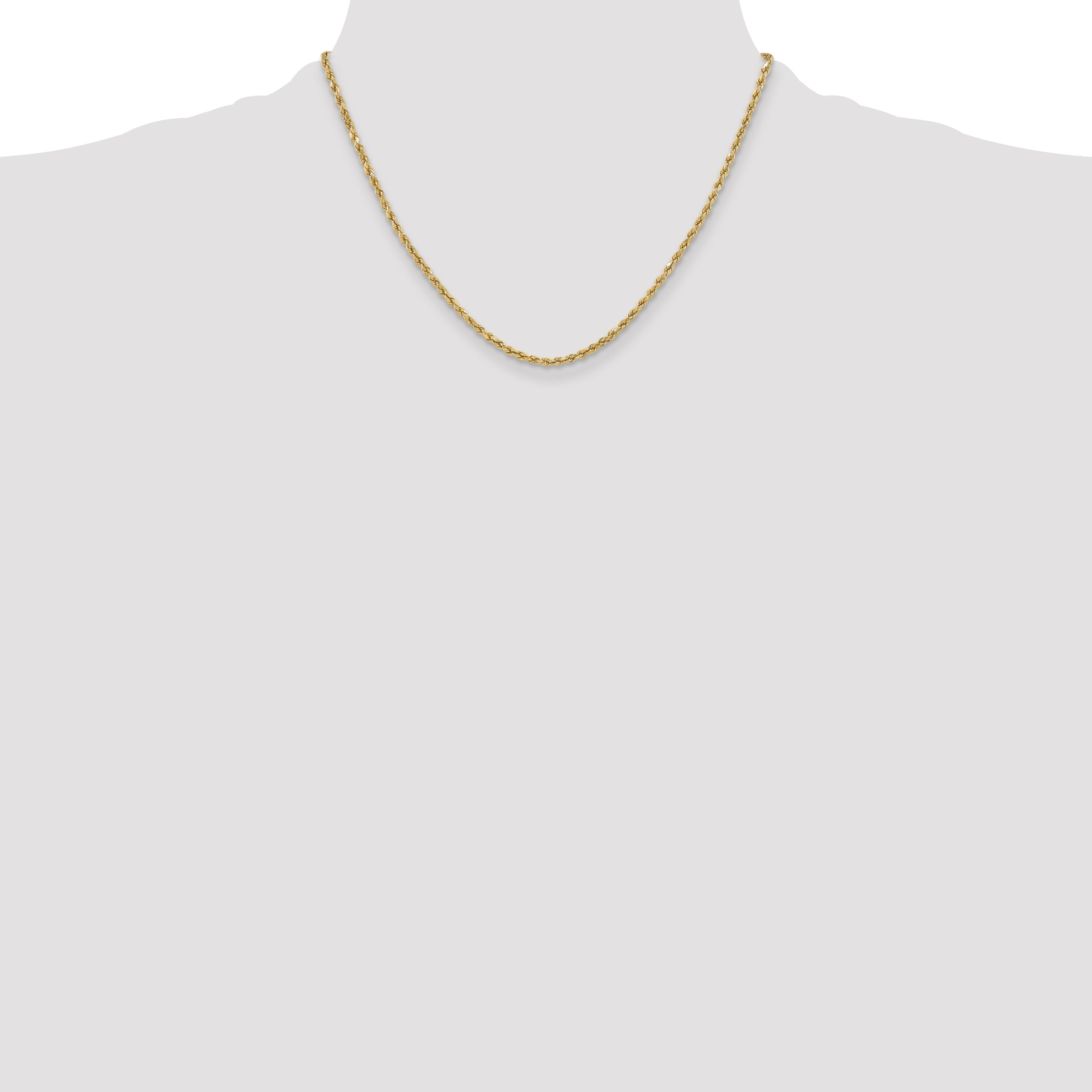 14K 18 inch 3mm Semi Solid Diamond-cut Rope with Lobster Clasp Chain