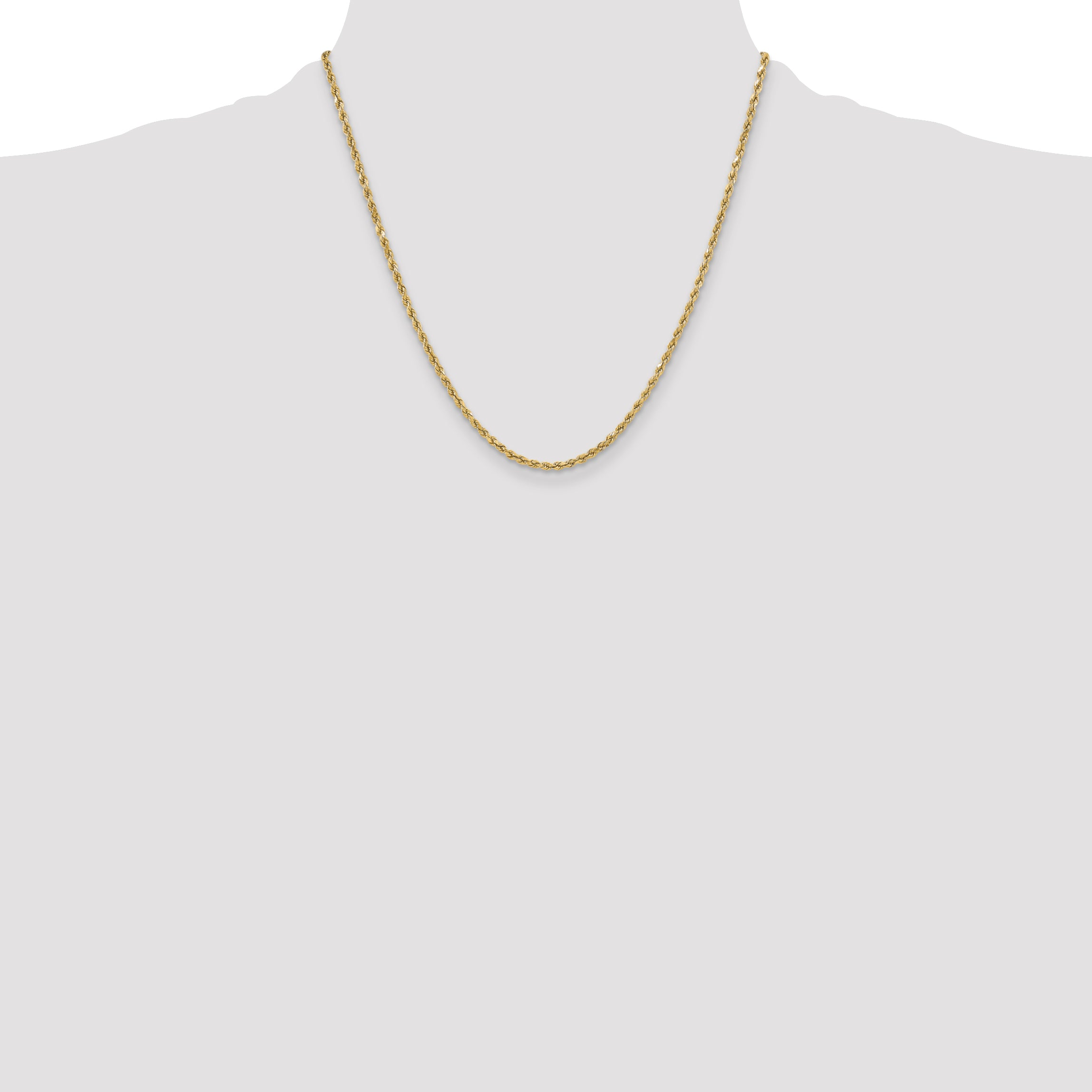 14K 20 inch 3mm Semi Solid Diamond-cut Rope with Lobster Clasp Chain