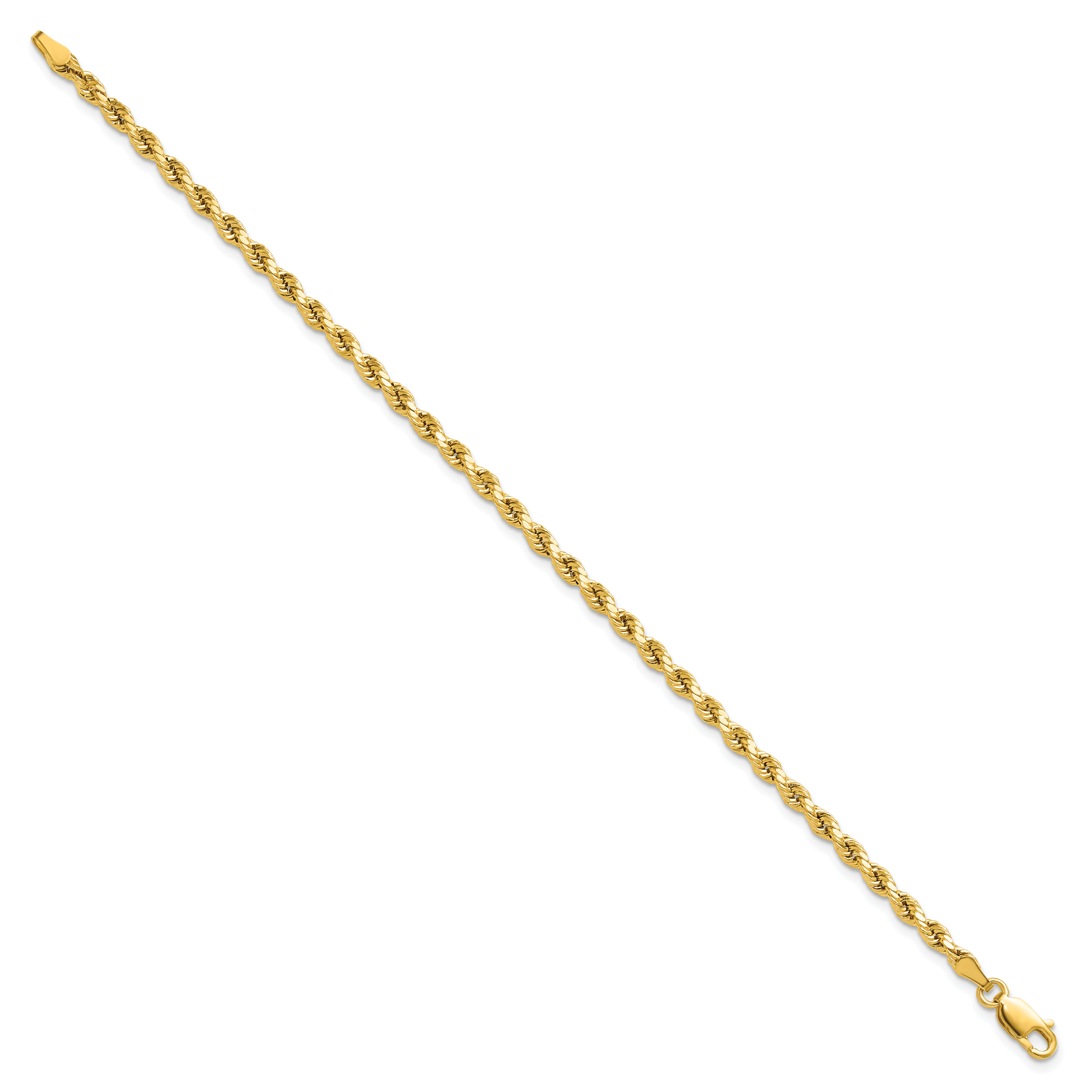 14K Yellow Gold Diamond-Cut Rope Chain Necklace 3mm