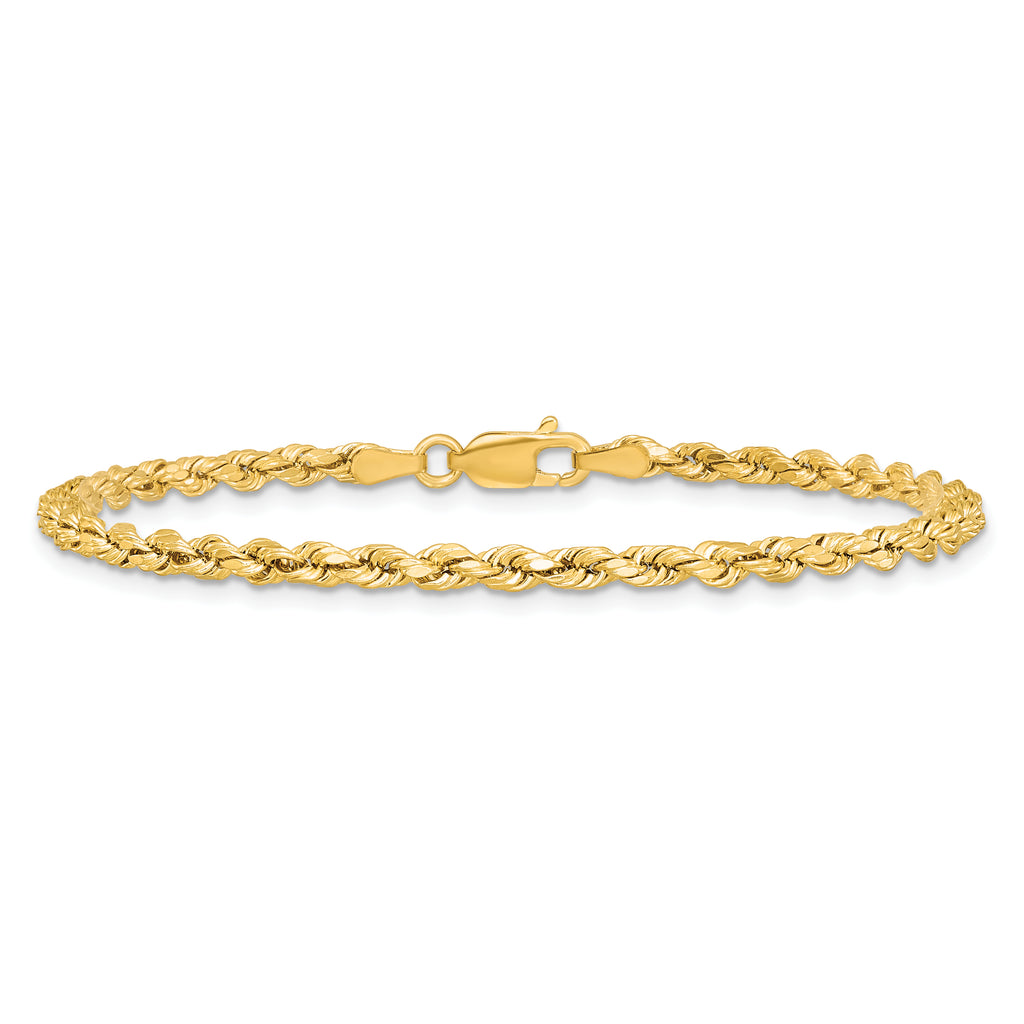 14K Yellow Gold Diamond-Cut Rope Chain Necklace 3mm