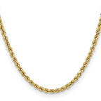 3.5mm 14K Yellow Gold Semi-Solid D/C Rope Chain - Sophia Jewelers