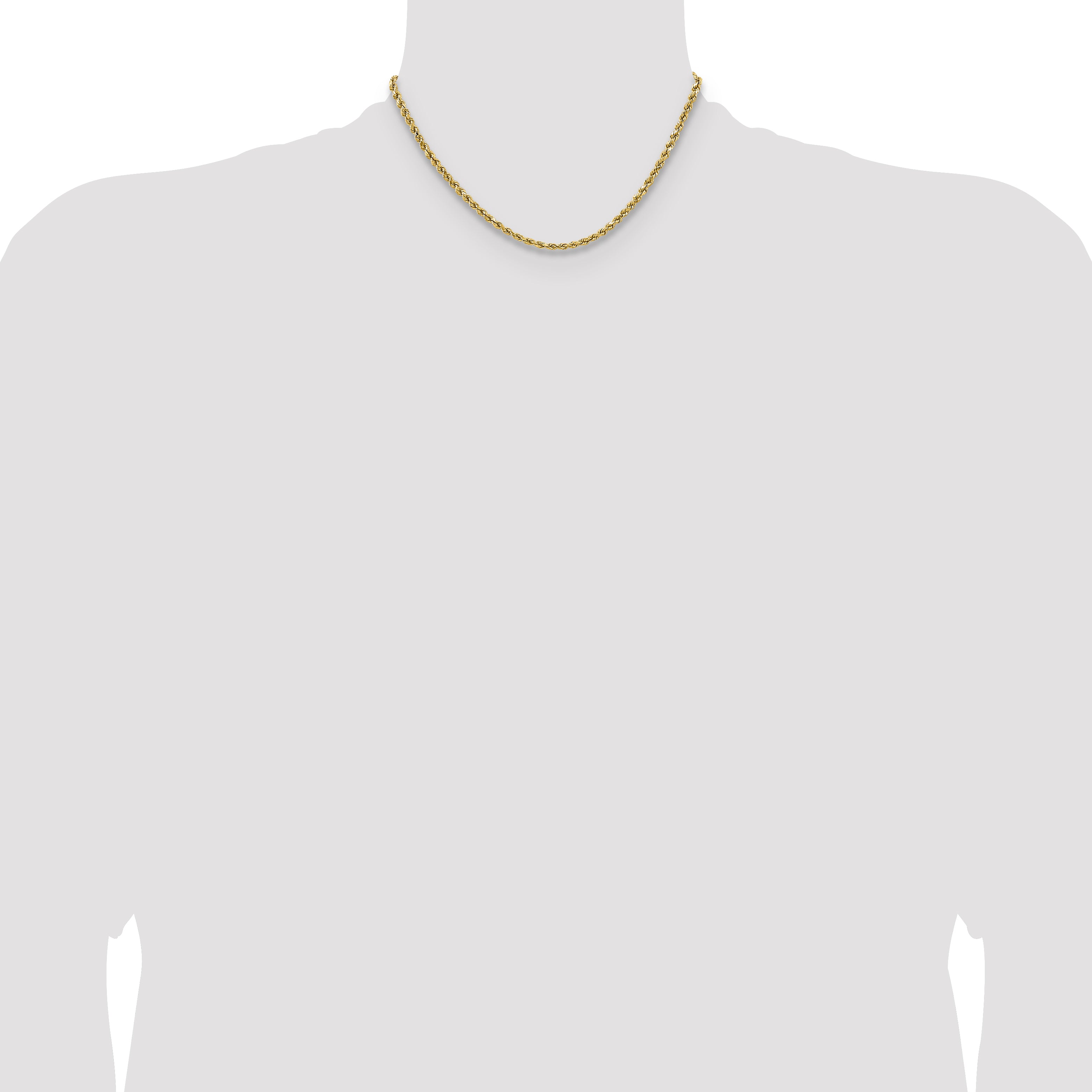 14K 16 inch 3.5mm Semi Solid Diamond-cut Rope with Lobster Clasp Chain