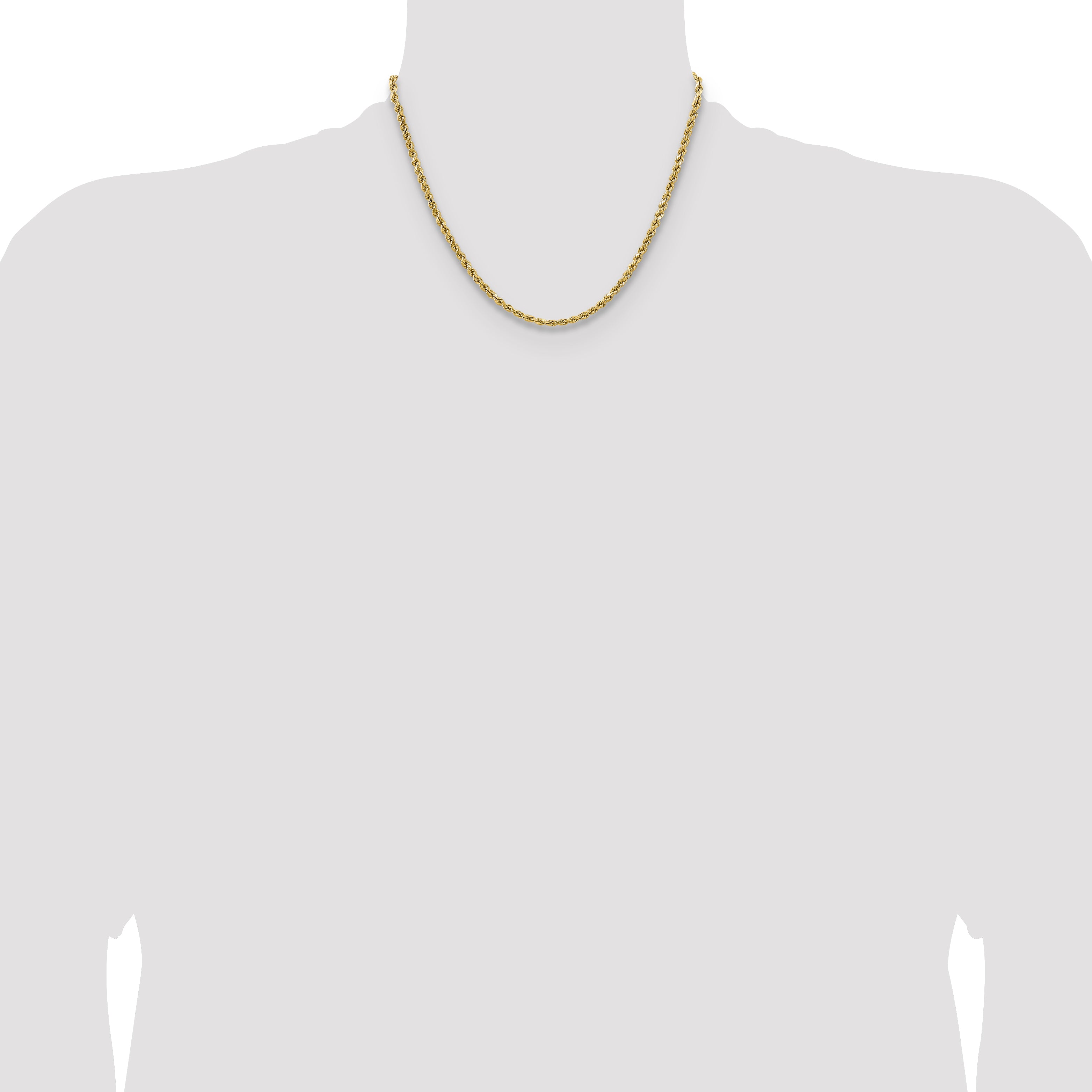 14K 18 inch 3.5mm Semi Solid Diamond-cut Rope with Lobster Clasp Chain