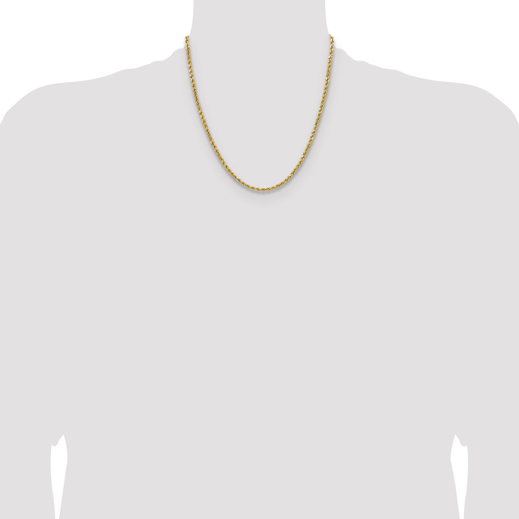 14K Yellow Gold Diamond-Cut Rope Chain Necklace 3.5mm - Sophia Jewelers