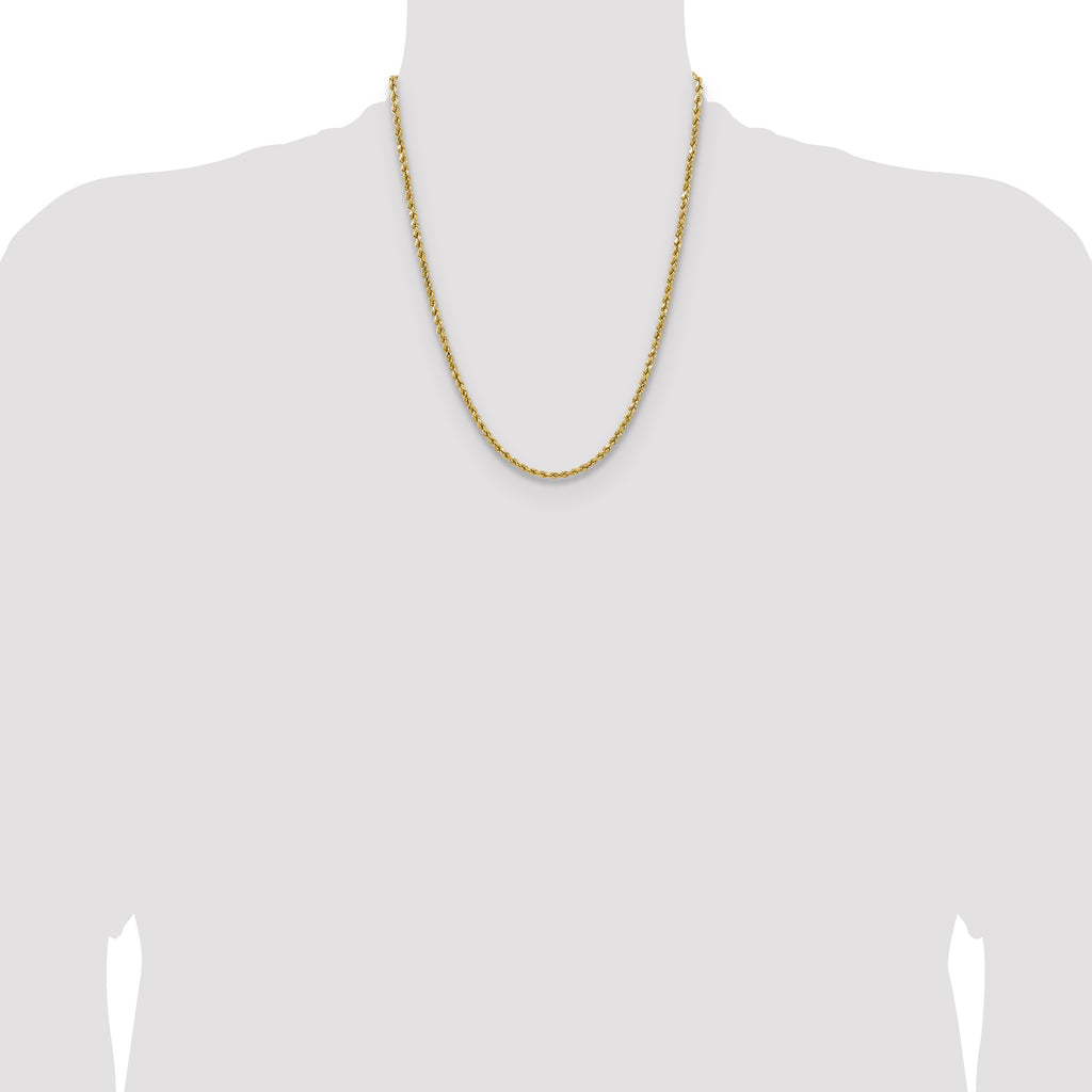 3.5mm 14K Yellow Gold Semi-Solid D/C Rope Chain - Sophia Jewelers