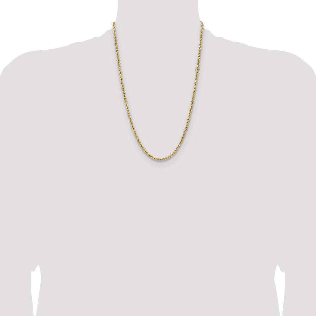 14K Yellow Gold Diamond-Cut Rope Chain Necklace 3.5mm - Sophia Jewelers