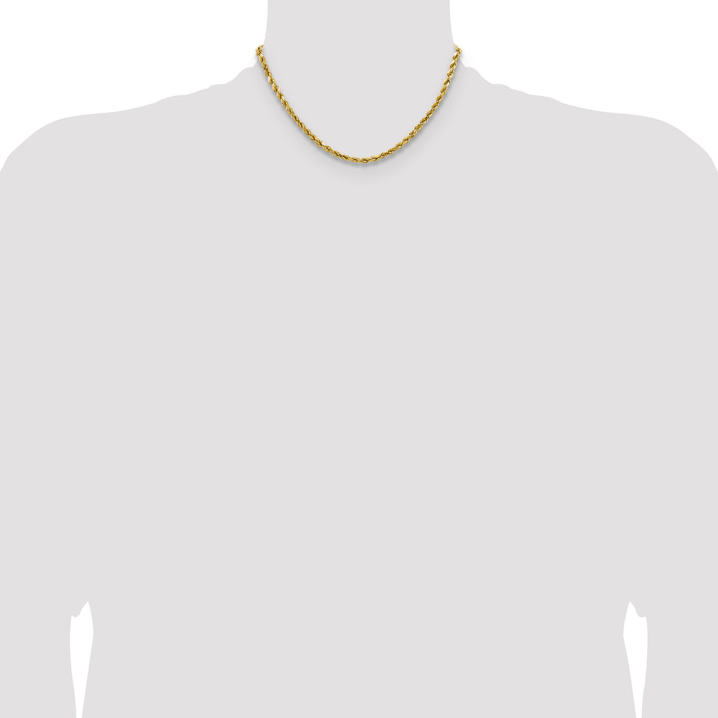 14K 16 inch 4mm Semi Solid Diamond-cut Rope with Lobster Clasp Chain