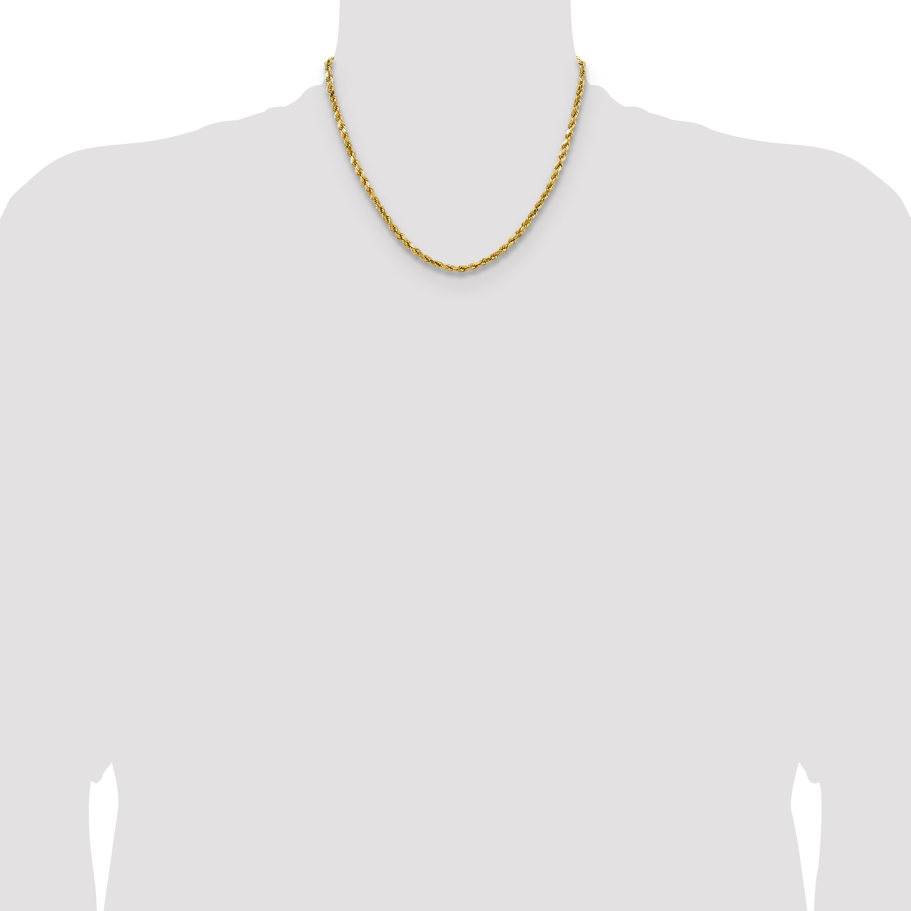14K 18 inch 4mm Semi Solid Diamond-cut Rope with Lobster Clasp Chain