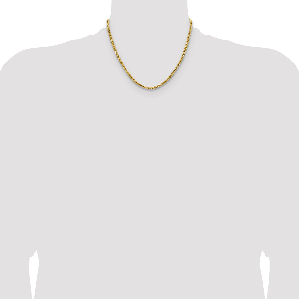 14K 18 inch 4mm Semi Solid Diamond-cut Rope with Lobster Clasp Chain