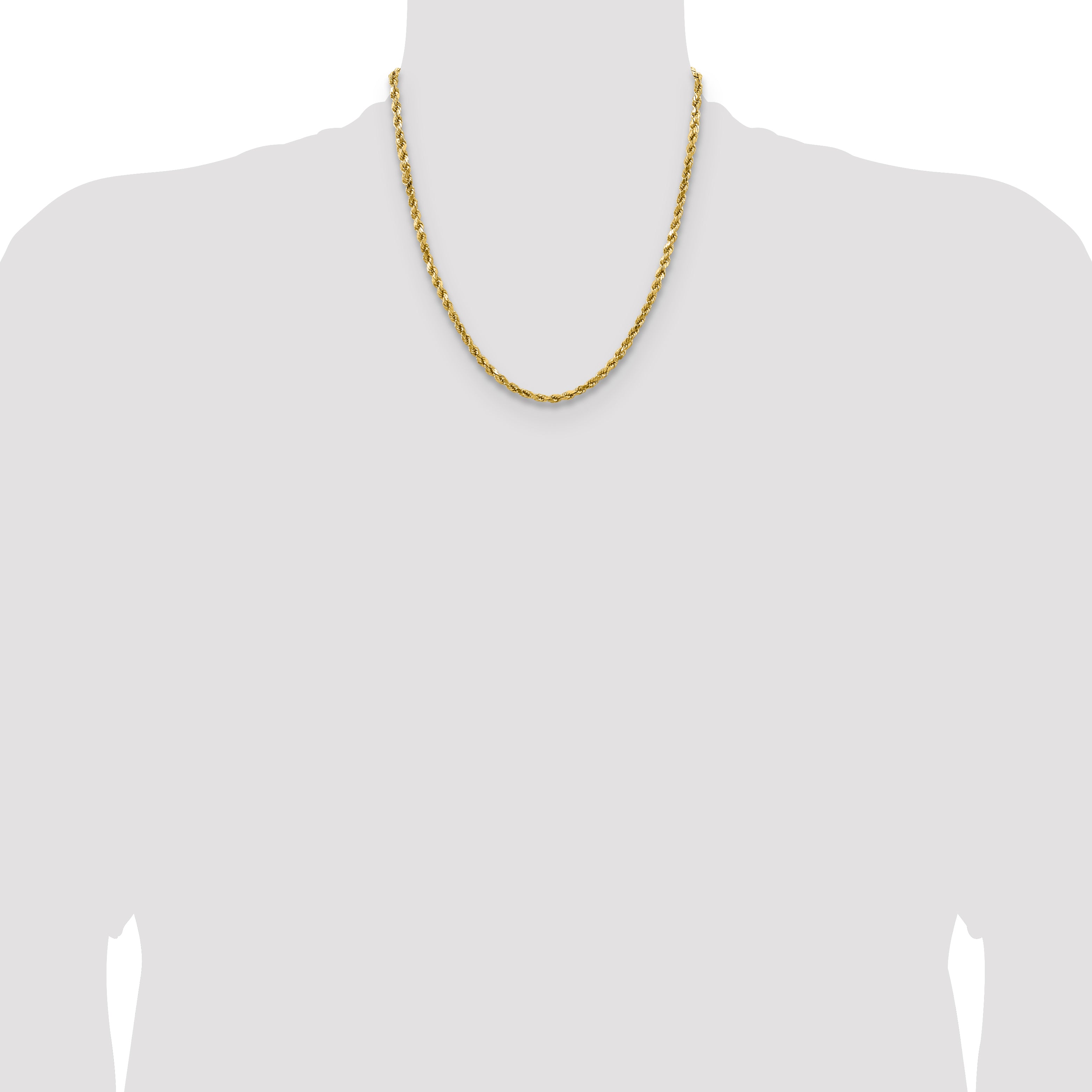 14K 20 inch 4mm Semi Solid Diamond-cut Rope with Lobster Clasp Chain