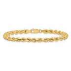14K 8 inch 4mm Semi Solid Diamond-cut Rope with Lobster Clasp Chain
