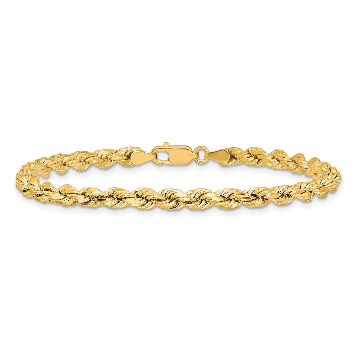 14K 8 inch 4mm Semi Solid Diamond-cut Rope with Lobster Clasp Chain