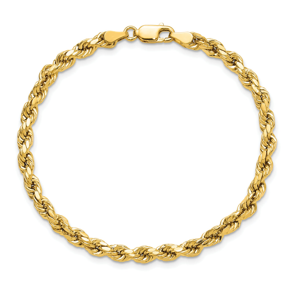 14K 8 inch 4mm Semi Solid Diamond-cut Rope with Lobster Clasp Chain