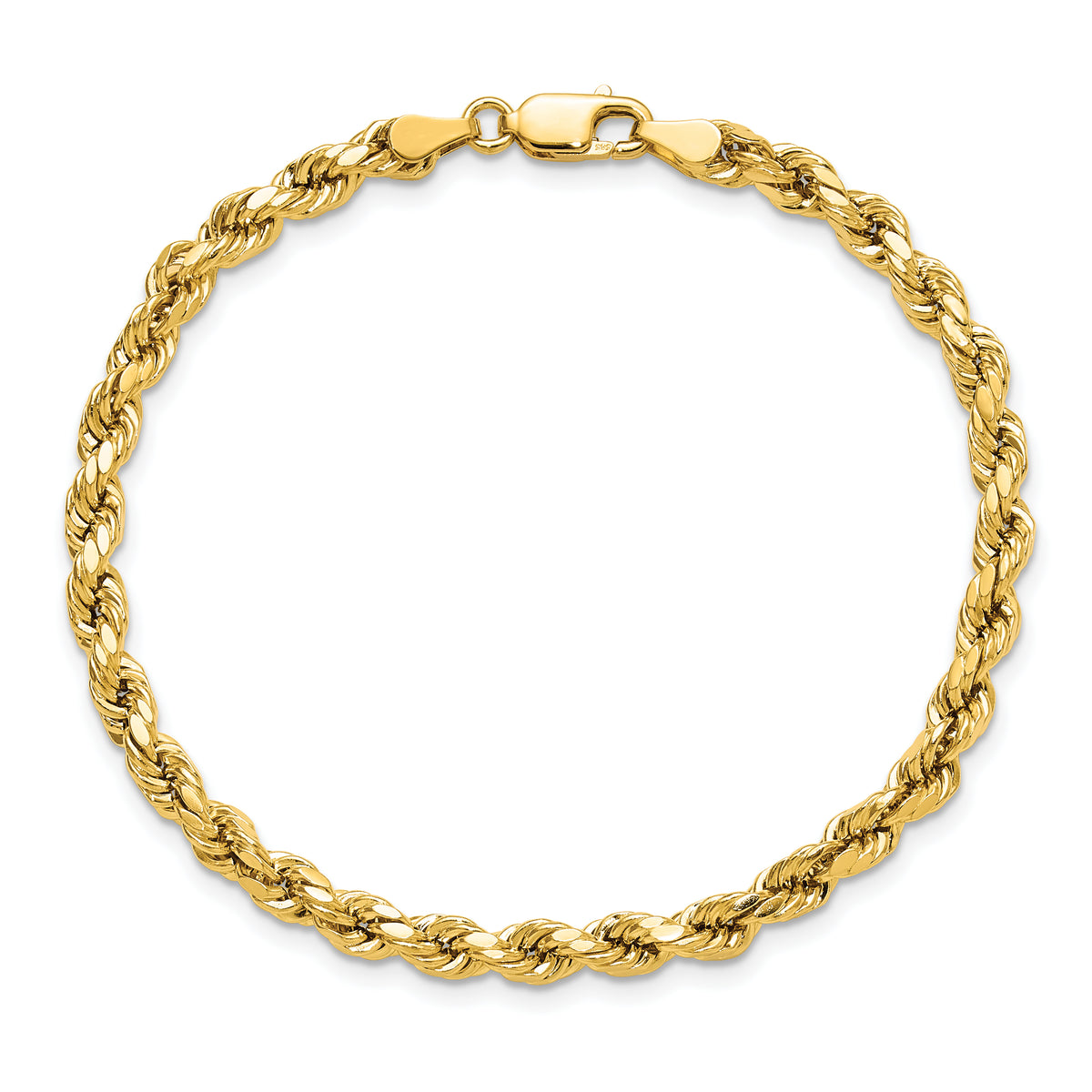 14K 8 inch 4mm Semi Solid Diamond-cut Rope with Lobster Clasp Chain