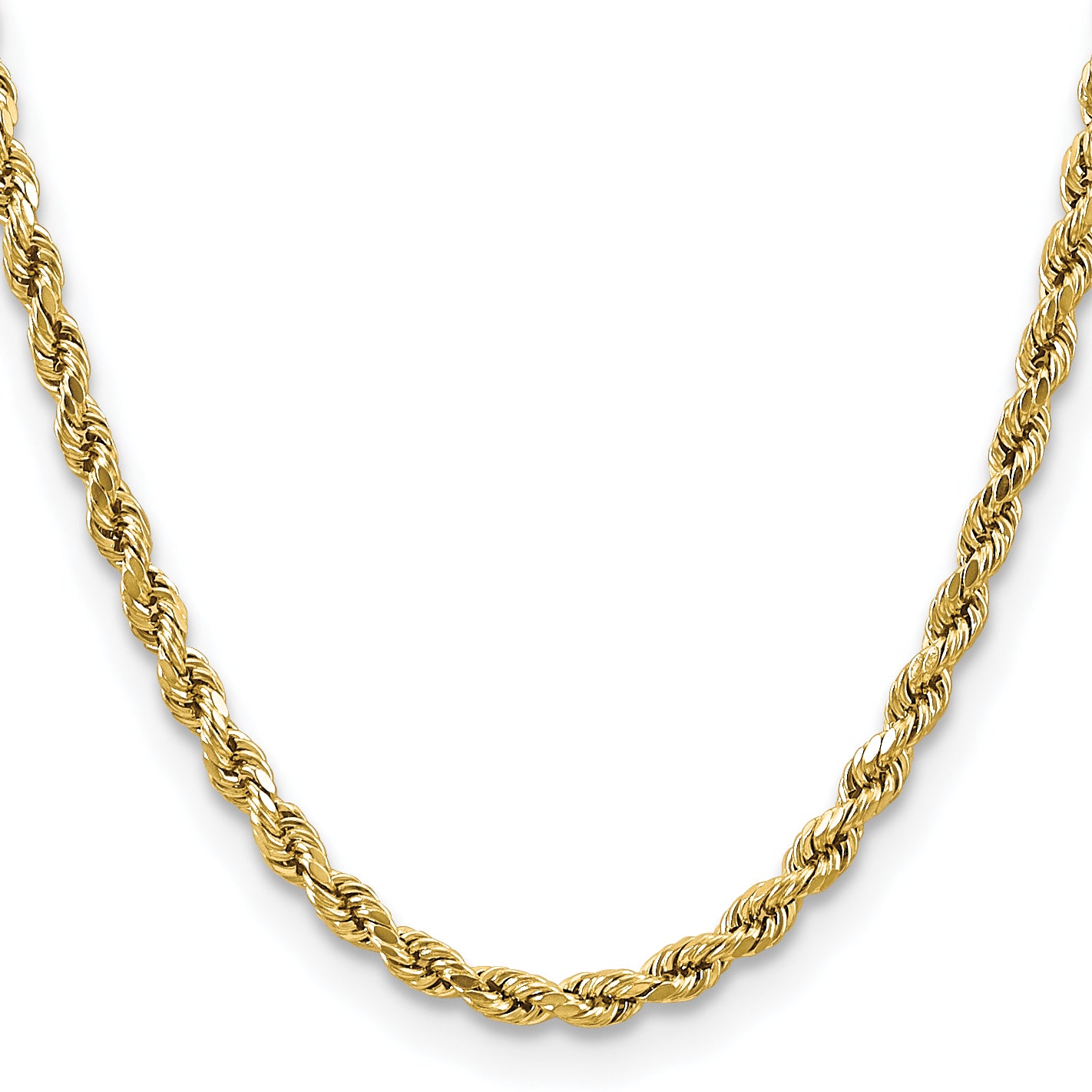 14K 24 inch 4.9mm Semi Solid Diamond-cut Rope with Lobster Clasp Chain
