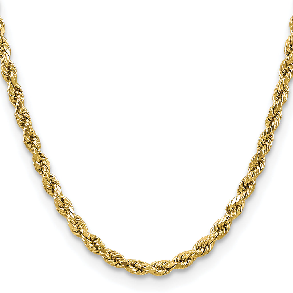 14K 24 inch 4.9mm Semi Solid Diamond-cut Rope with Lobster Clasp Chain