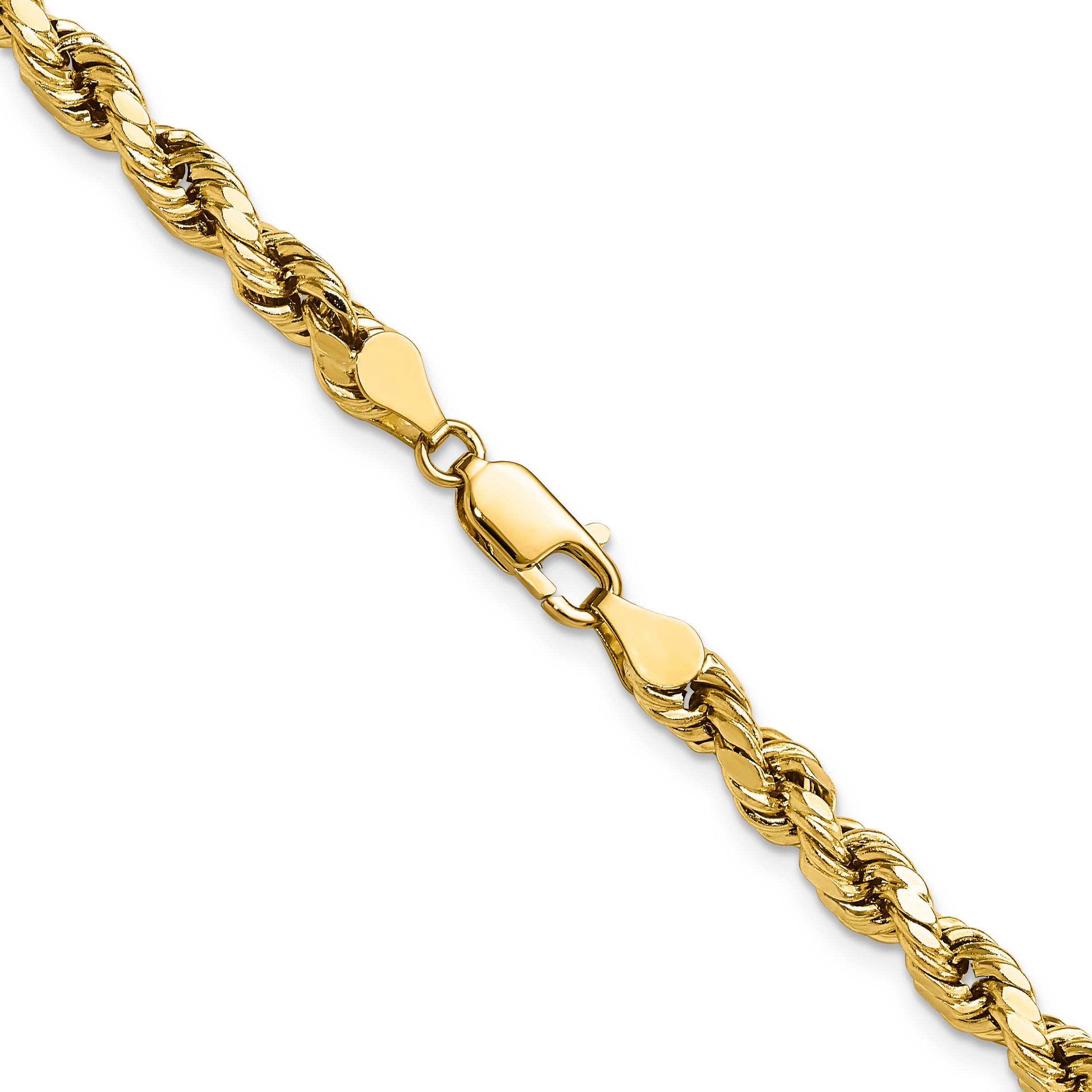 14K 24 inch 4.9mm Semi Solid Diamond-cut Rope with Lobster Clasp Chain