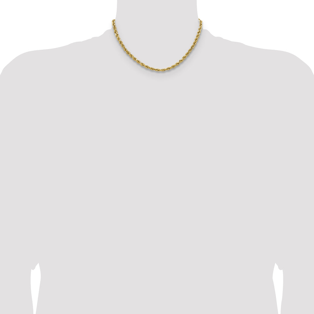 14K 16 inch 4.9mm Semi Solid Diamond-cut Rope with Lobster Clasp Chain