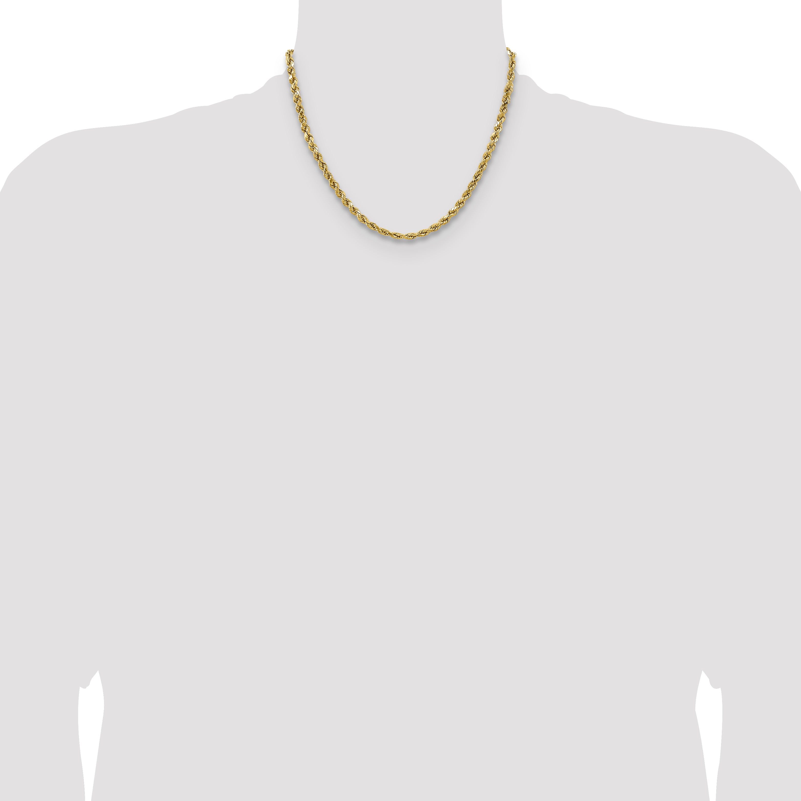 14K 18 inch 4.9mm Semi Solid Diamond-cut Rope with Lobster Clasp Chain