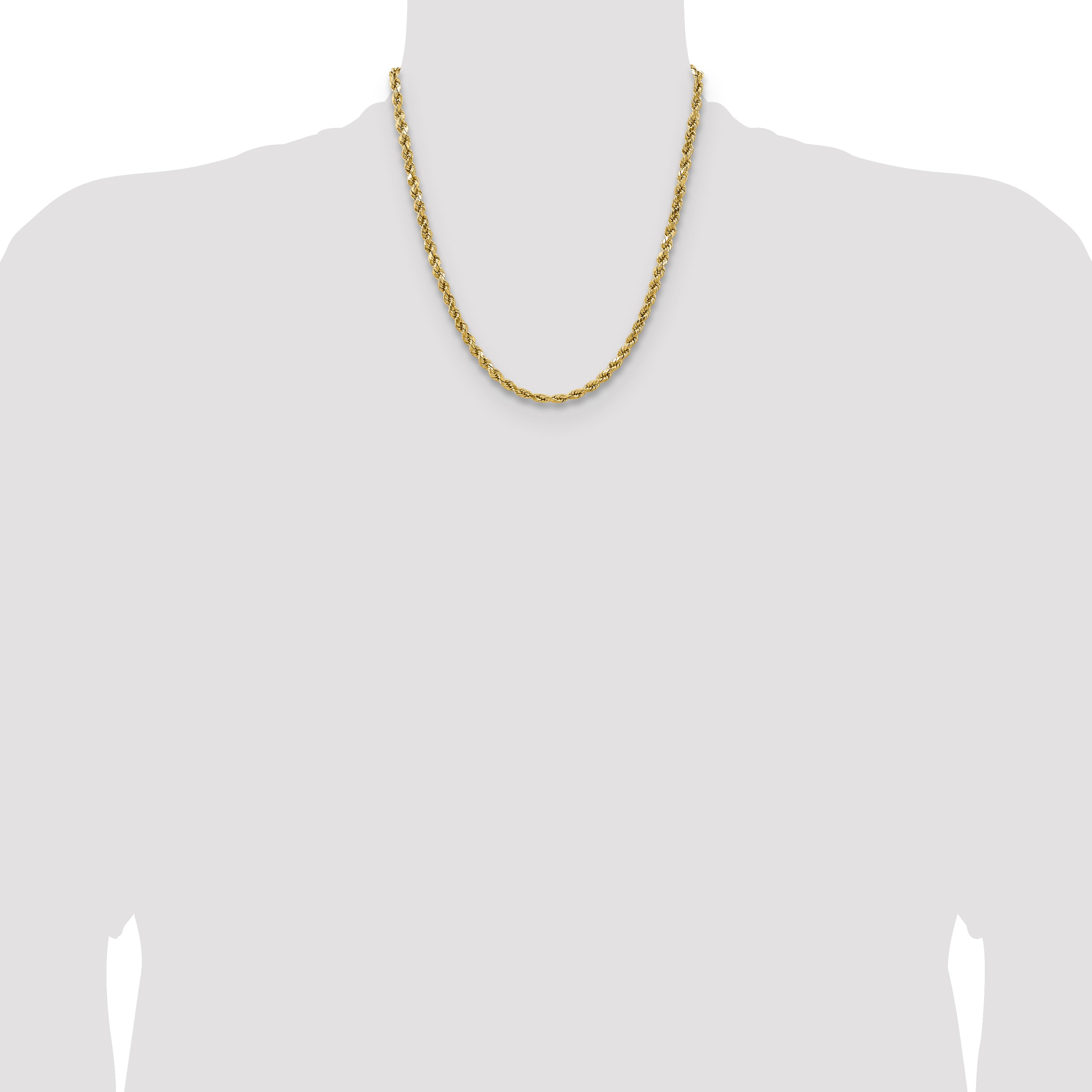 14K 20 inch 4.9mm Semi Solid Diamond-cut Rope with Lobster Clasp Chain