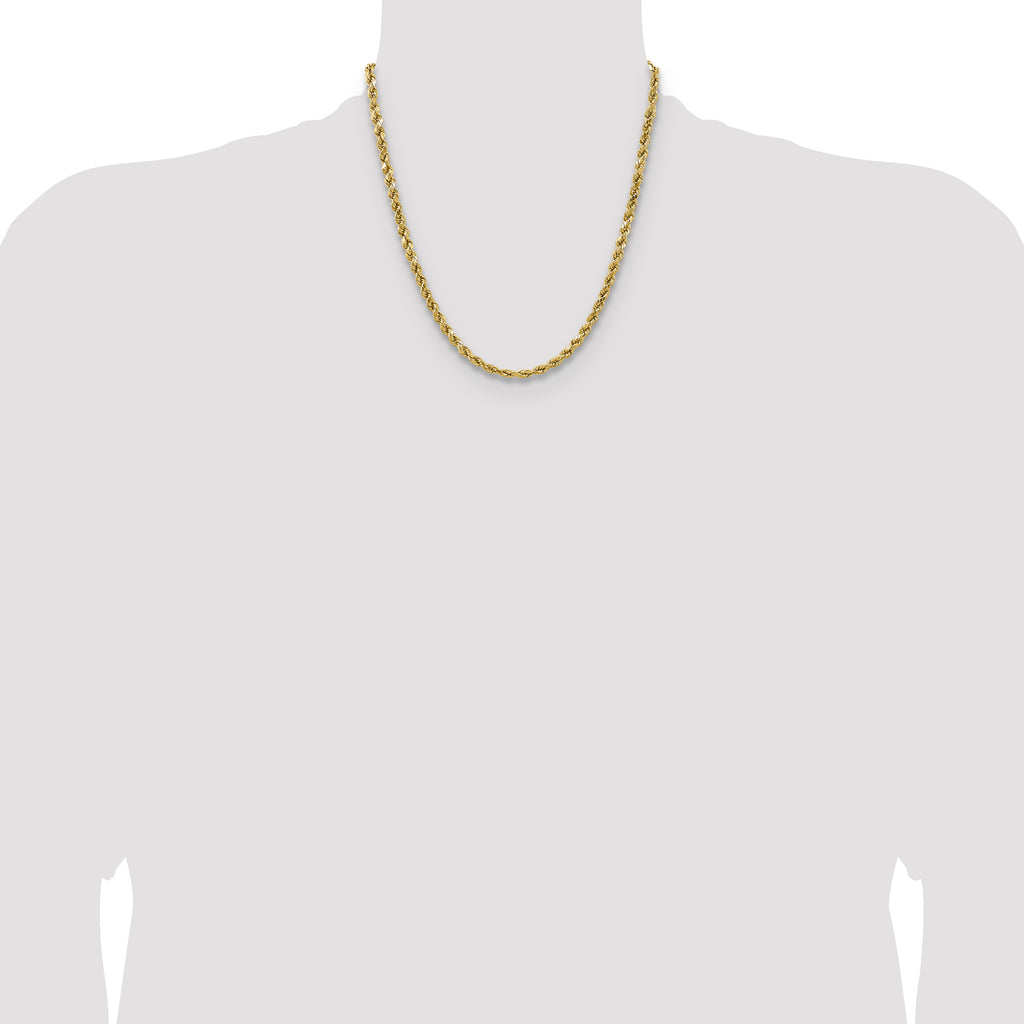 14K 20 inch 4.9mm Semi Solid Diamond-cut Rope with Lobster Clasp Chain