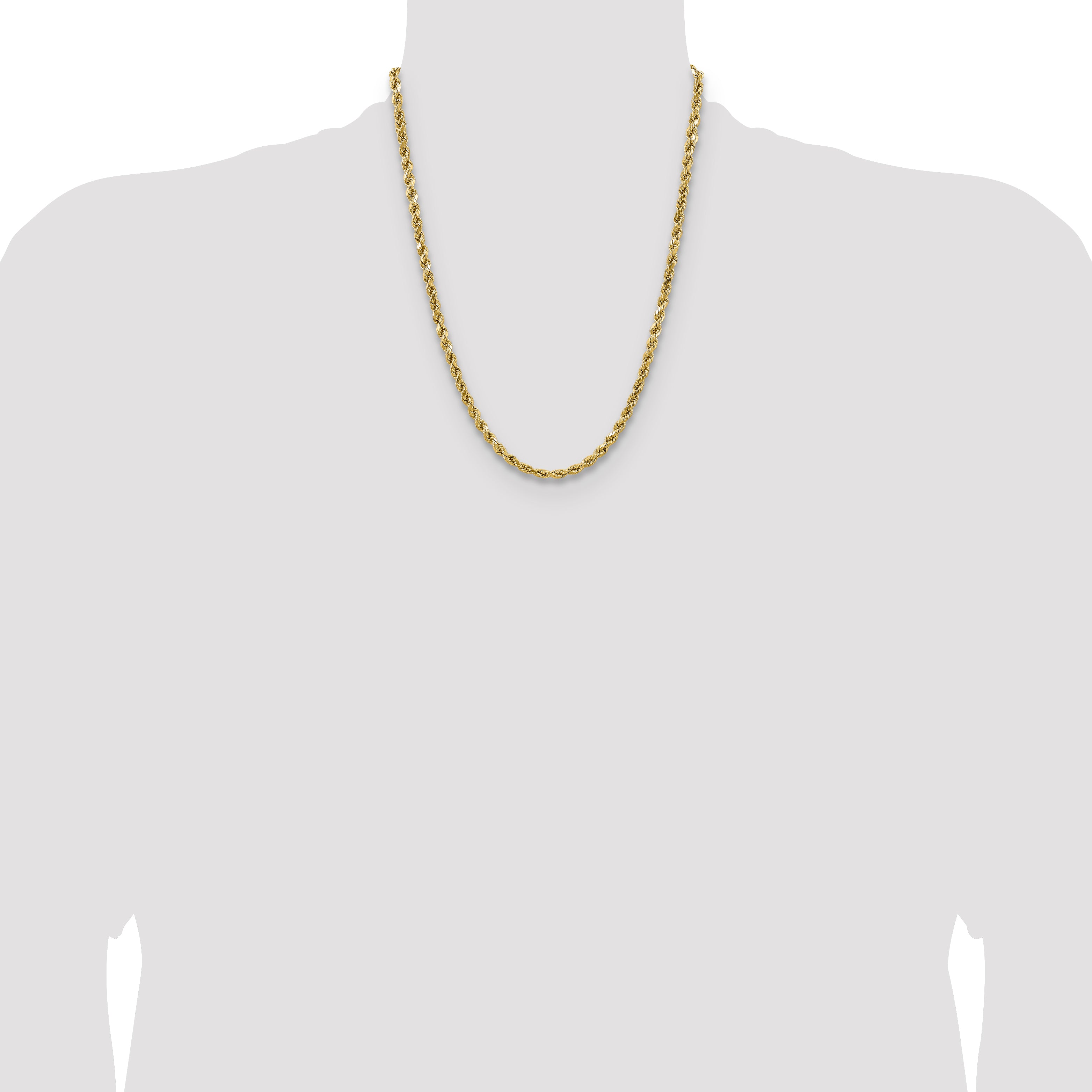 14K 22 inch 4.9mm Semi Solid Diamond-cut Rope with Lobster Clasp Chain