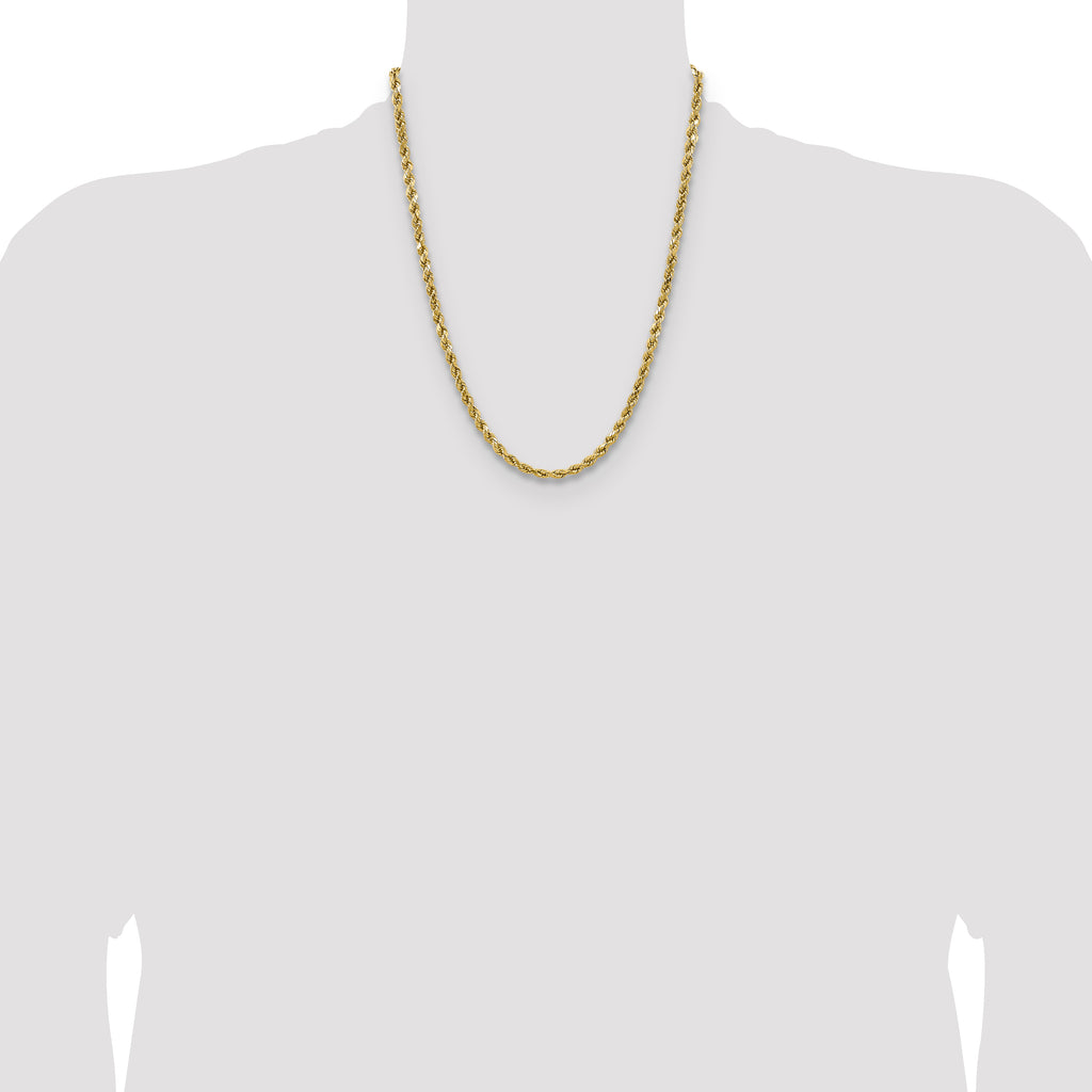 14K 22 inch 4.9mm Semi Solid Diamond-cut Rope with Lobster Clasp Chain