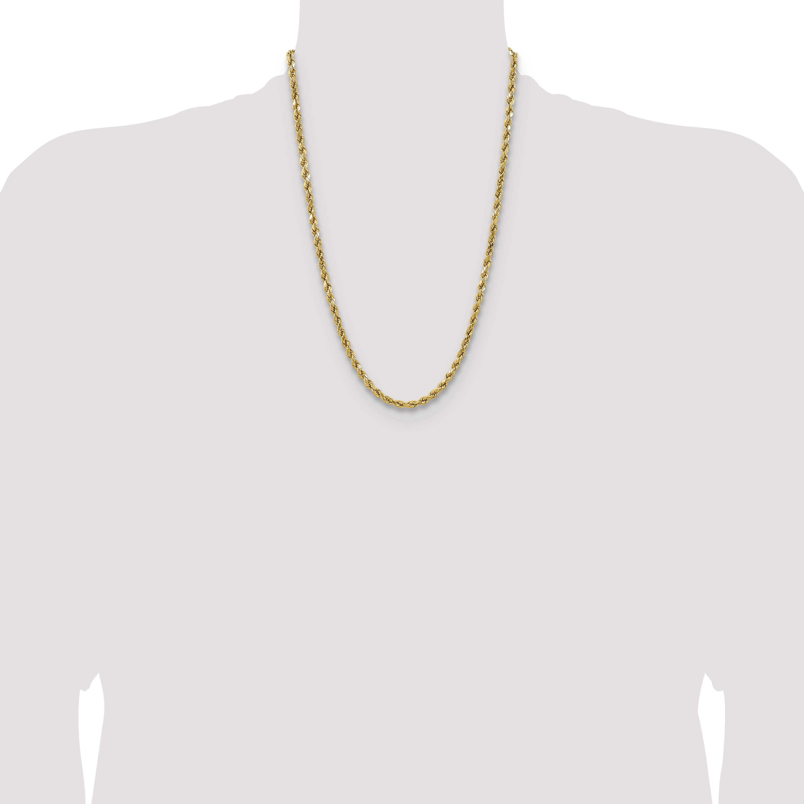 14K 24 inch 4.9mm Semi Solid Diamond-cut Rope with Lobster Clasp Chain