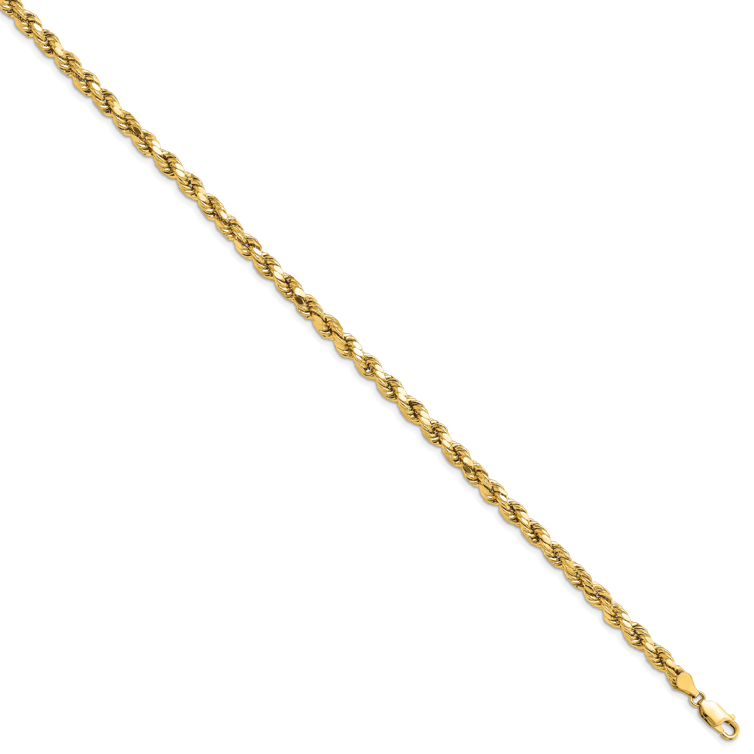 14K 8 inch 4.9mm Semi Solid Diamond-cut Rope with Lobster Clasp Chain